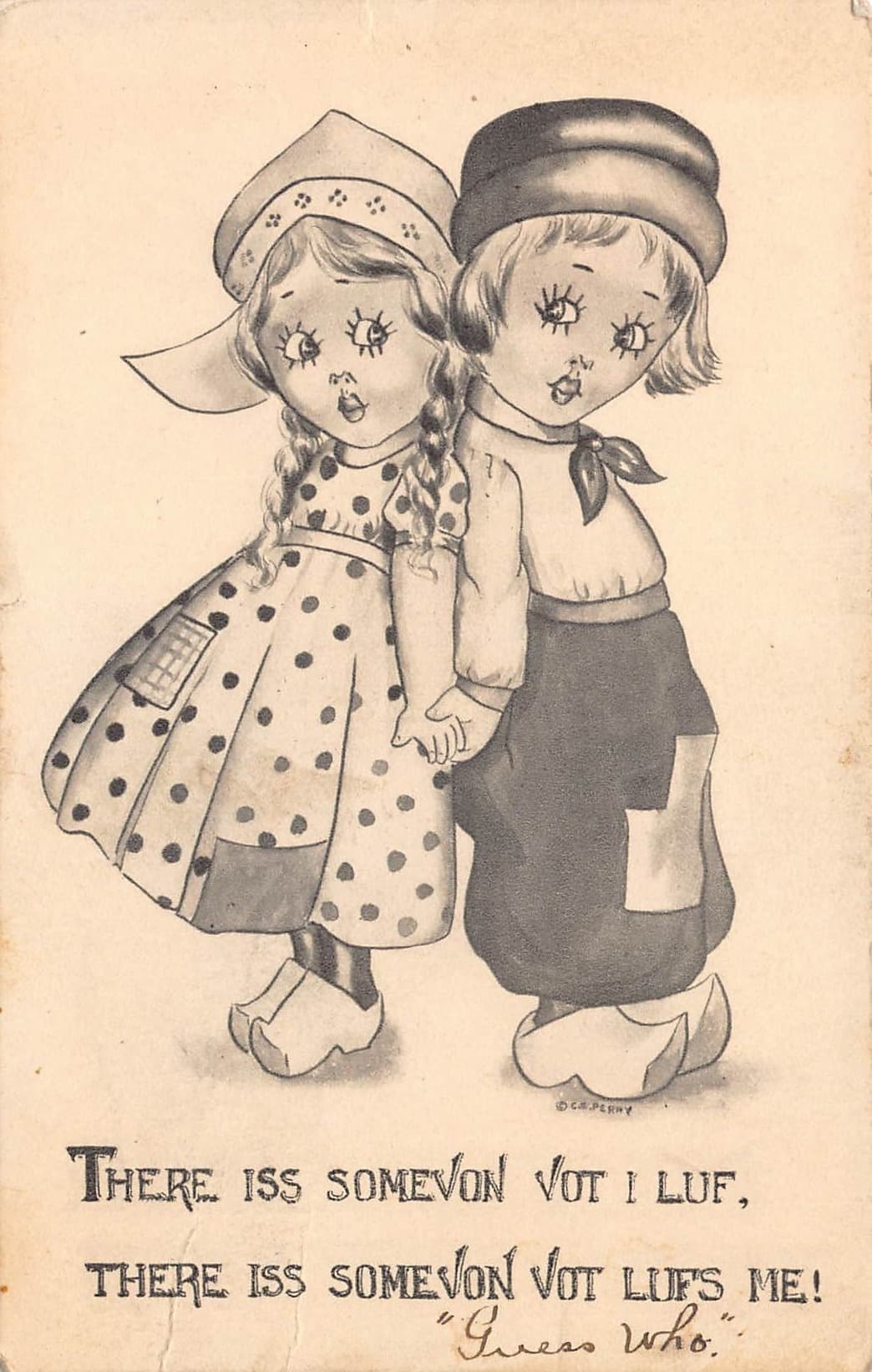 Dutch Kid Series Postcard, Divided Back, 1913, Massachusetts