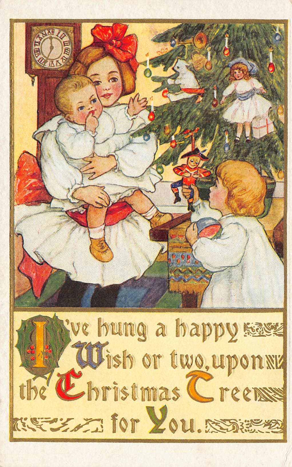Christmas Greetings Postcard, Divided Back, Early 1900s