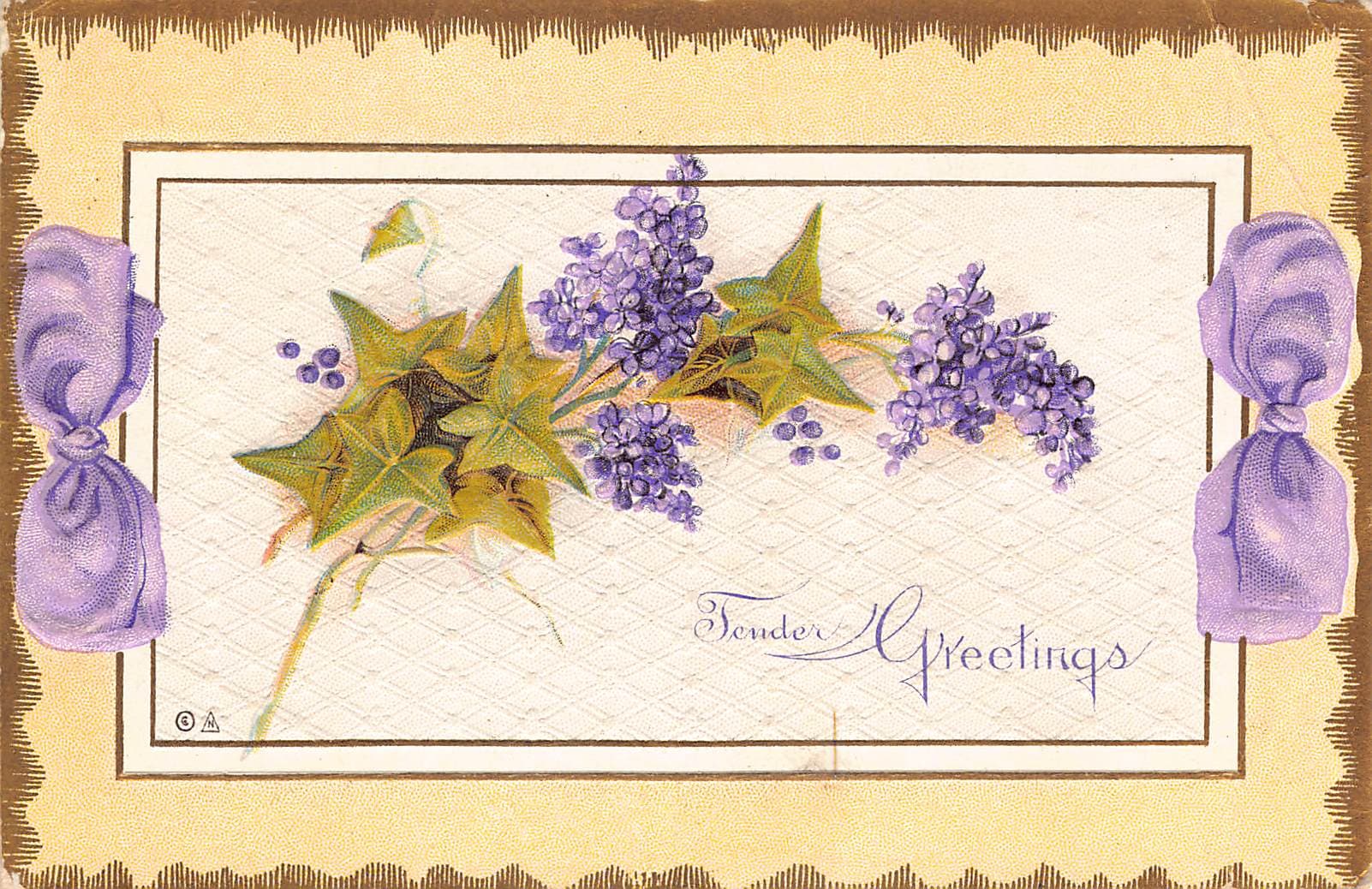 Tender Greetings Postcard, Divided Back, Wyoming to SD, 1910