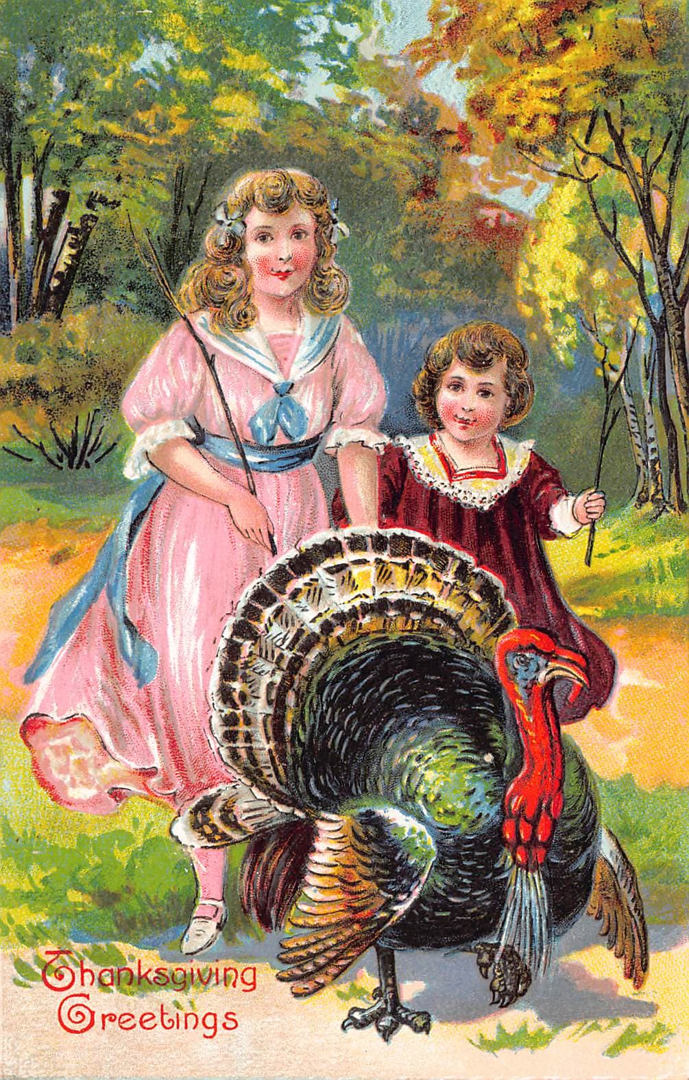 Saxony Printed Thanksgiving Greetings Postcard, Divided Back, Early 1900s