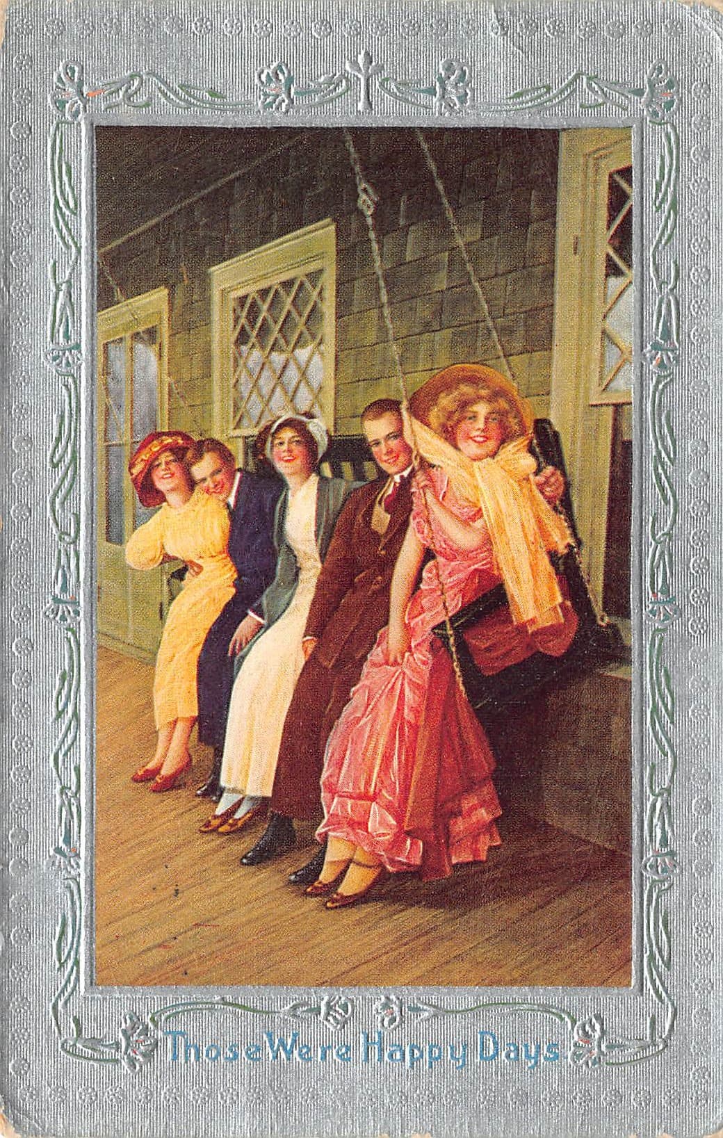 Series No. 800, Divided Back Postcard, Porch Scene, 1910 Postmark