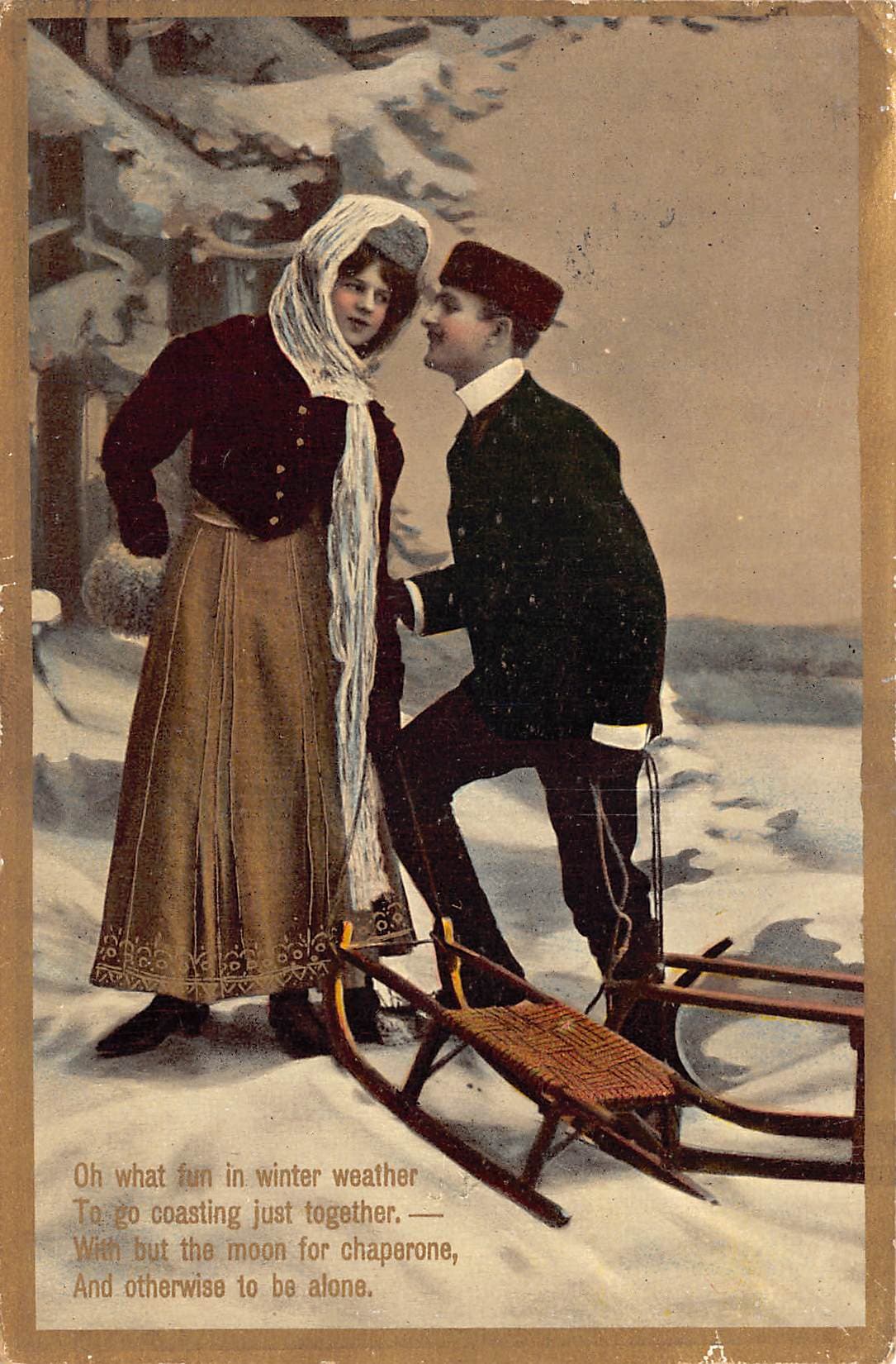 R.E.L. Emaille Series Postcard, Winter Scene, 1911 Postmark