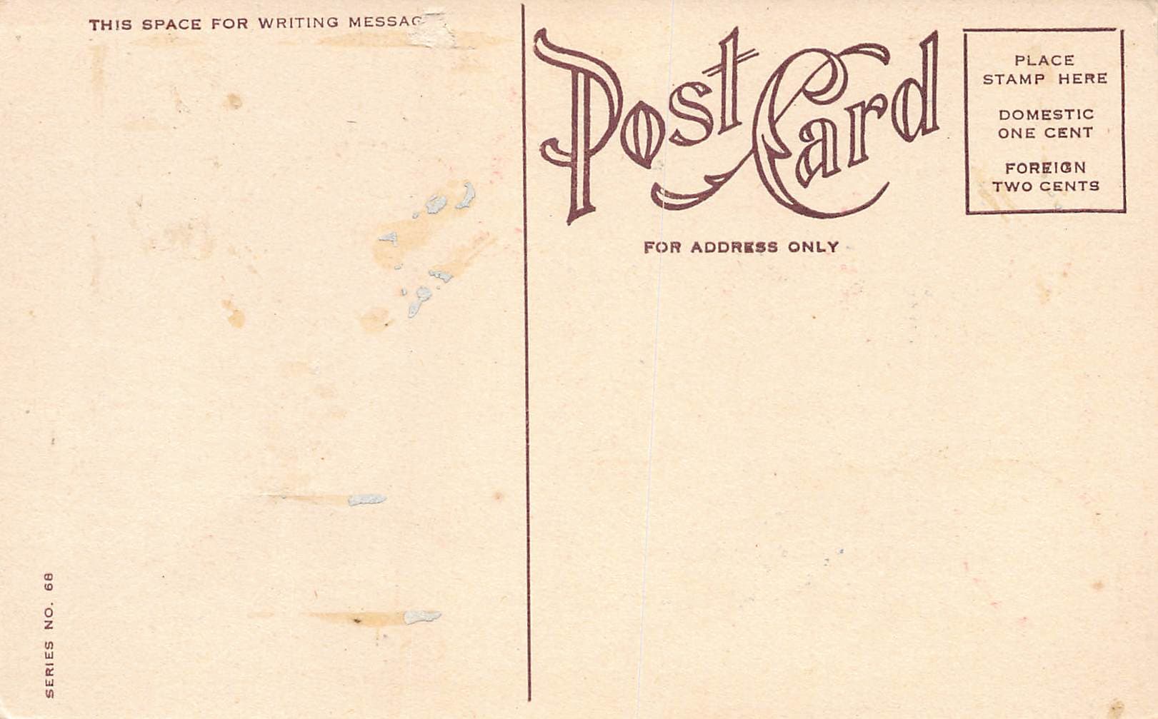 Series No. 68, Divided Back Postcard, Yellow Rose Poem, Early 1900s - Back