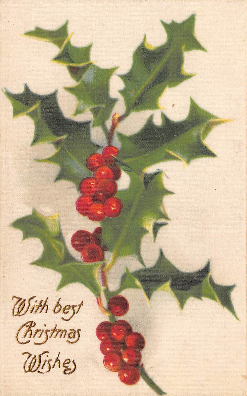Printed in Germany, Divided Back Christmas Holly, Early 1900s
