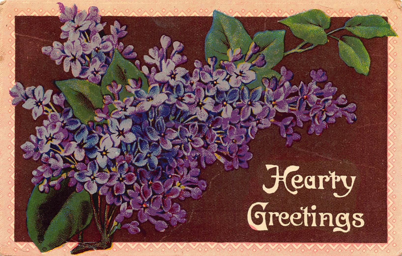 Printed in Germany, Divided Back, Hearty Greetings, 1910 Postmark