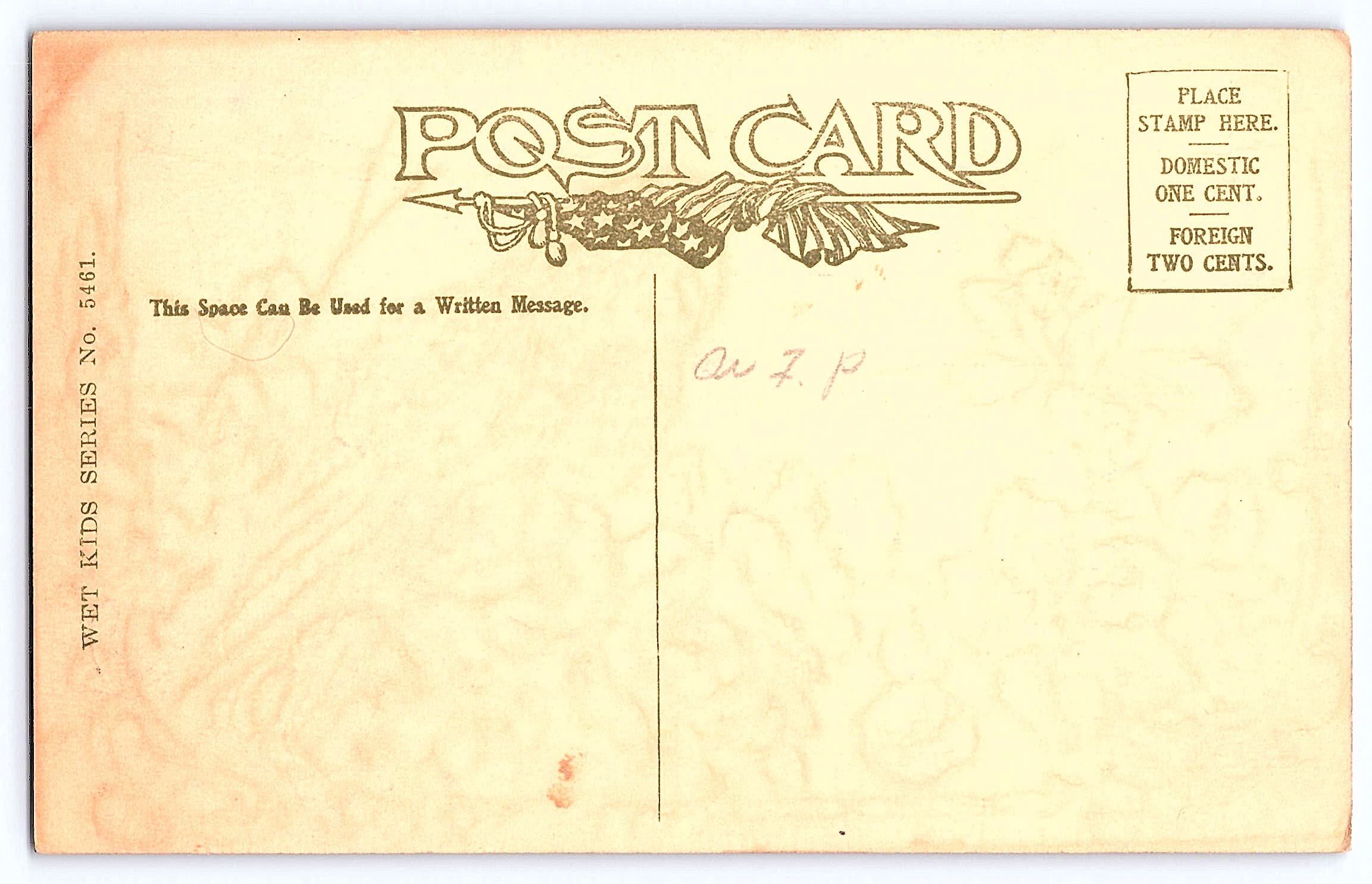 Wet Kids Series No. 5461, Divided Back Postcard, Early 1900s - Back