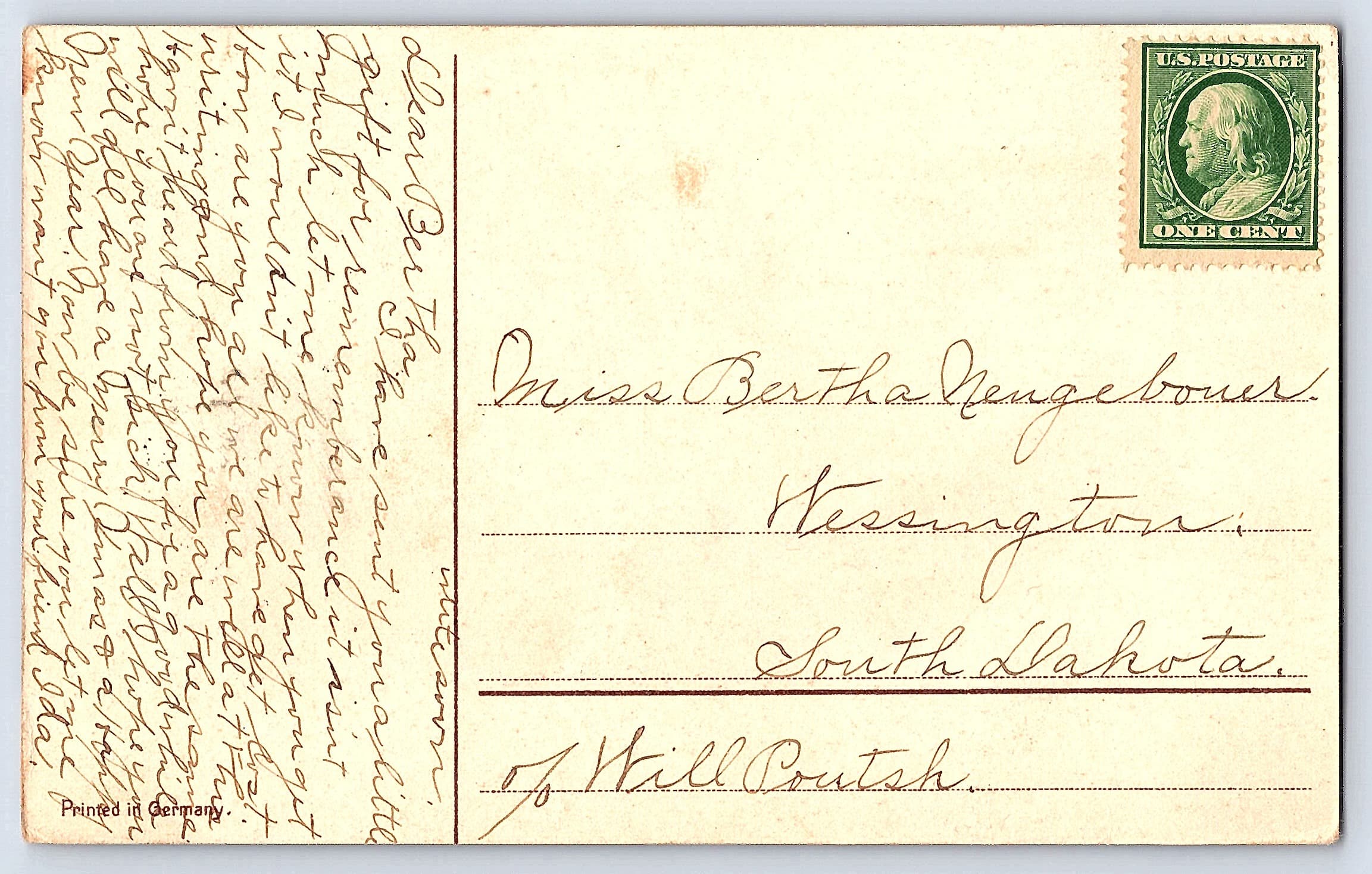 EAS, Divided Back Christmas Bells Postcard, Germany, 1910s - Back