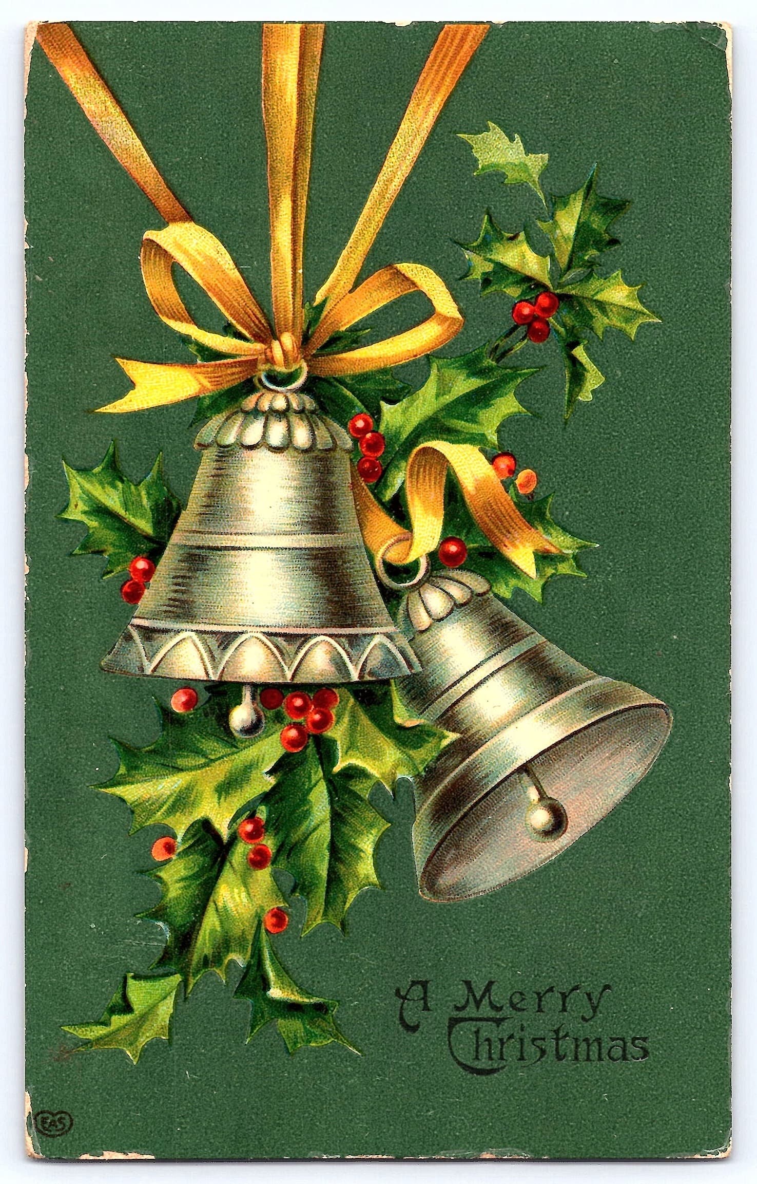 EAS, Divided Back Christmas Bells Postcard, Germany, 1910s
