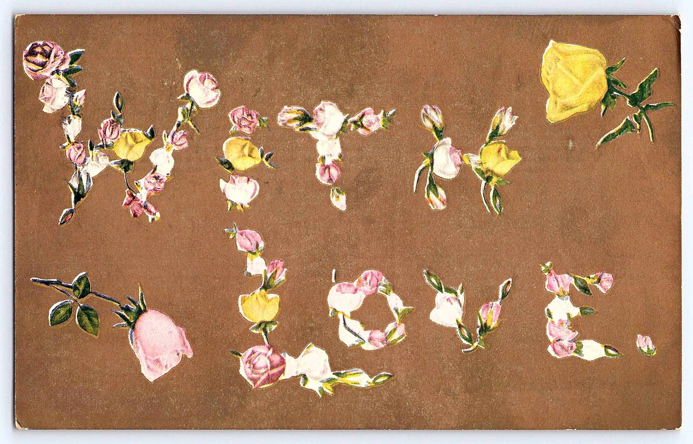 Floral 'With Love' Postcard, Divided Back, South Dakota, 1909