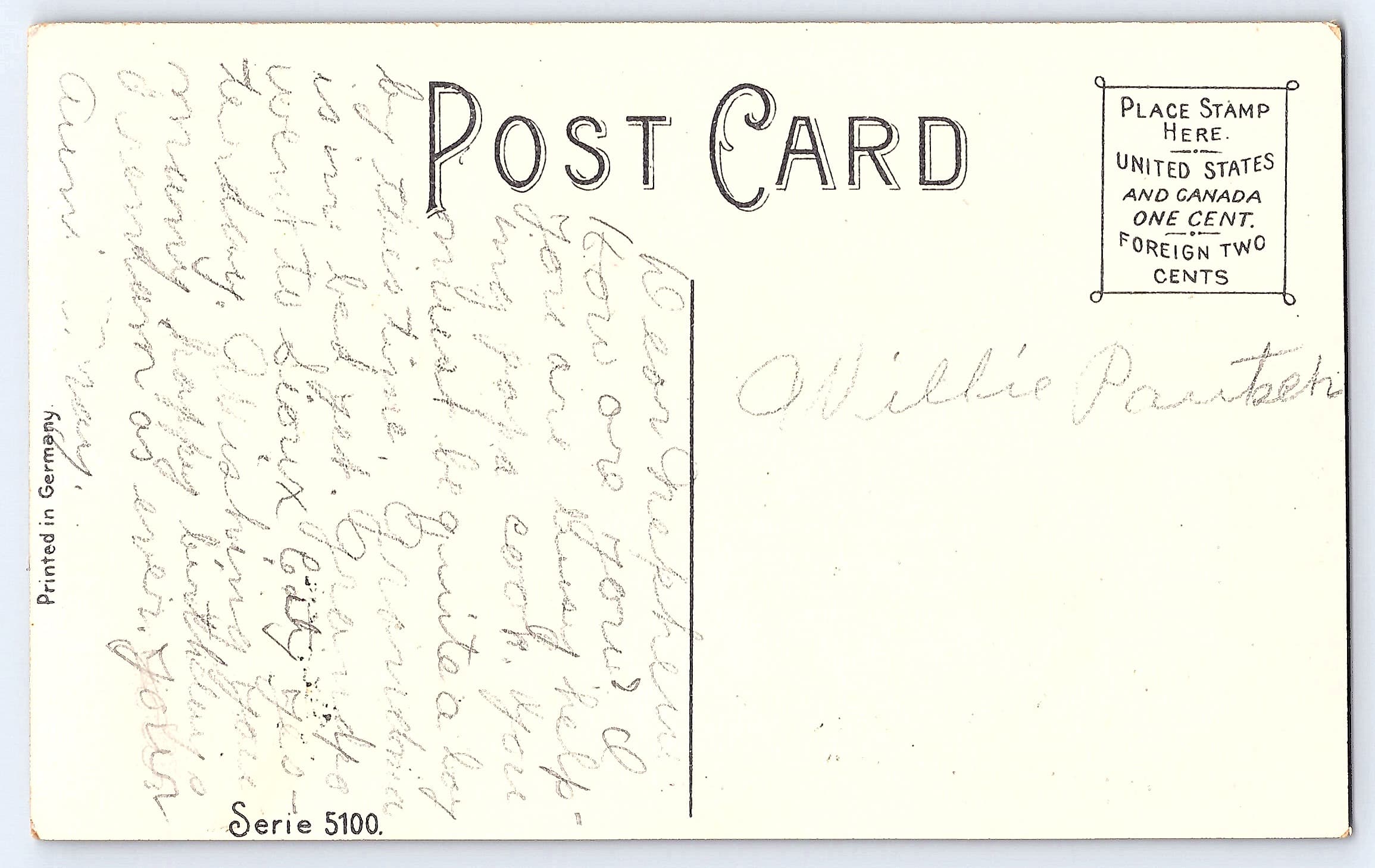 Printed in Germany, Divided Back, Red Roses, Early 1900s - Back