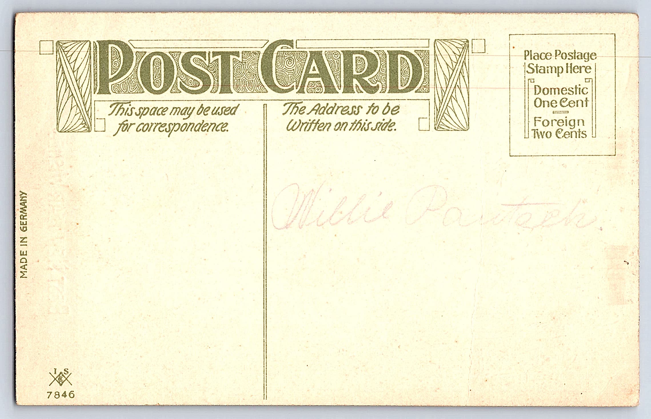L&S Co., Divided Back Postcard, New Year Wishes, Germany, c.1910 - Back