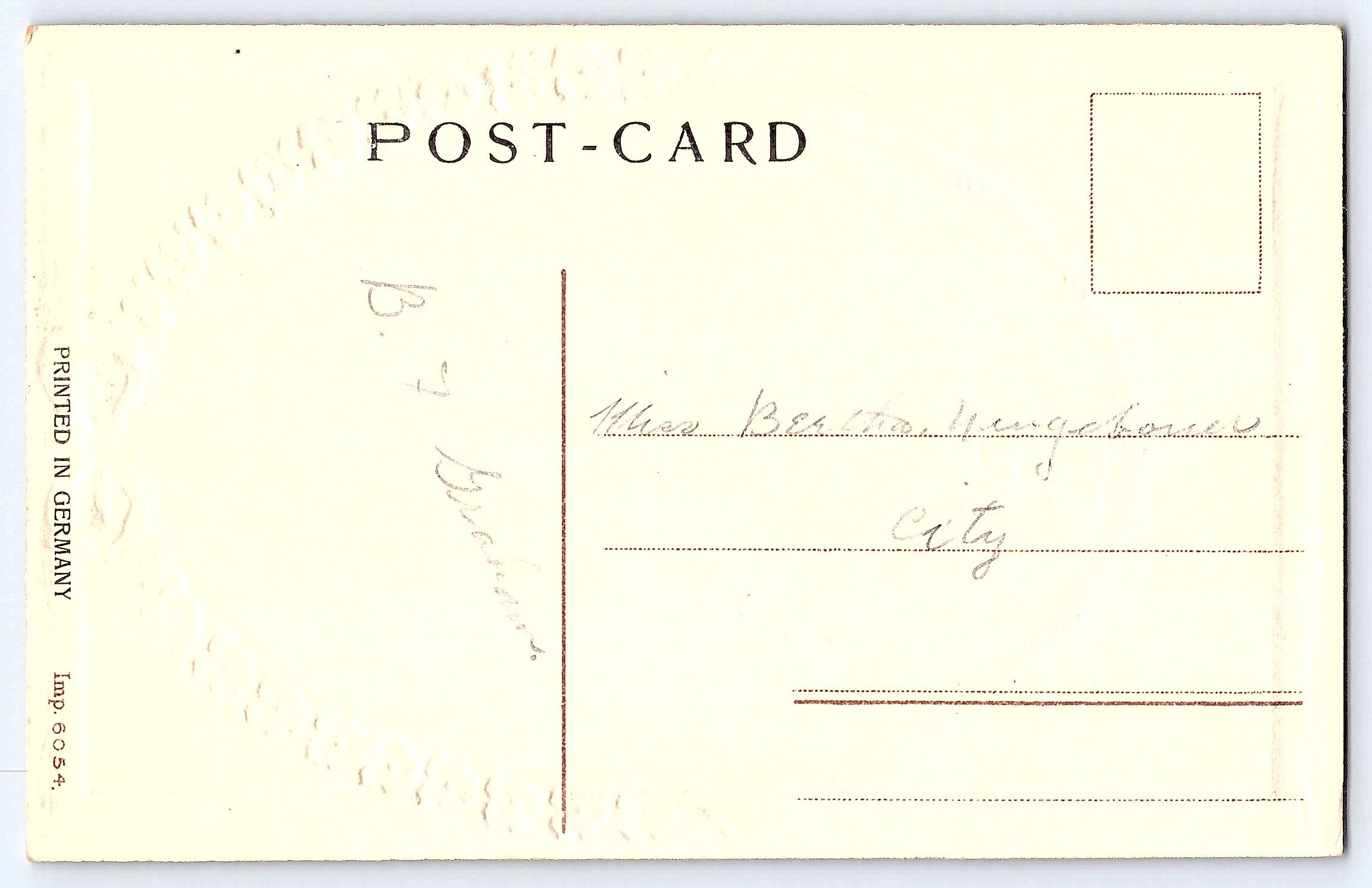 German Publisher, Embossed Birthday Postcard, Floral Vase, Early 1900s - Back