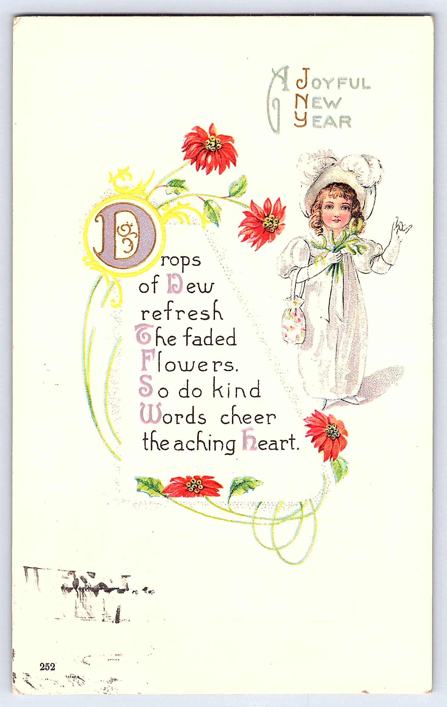 A Joyful New Year Postcard, Divided Back, 1912, Wisconsin to South Dakota