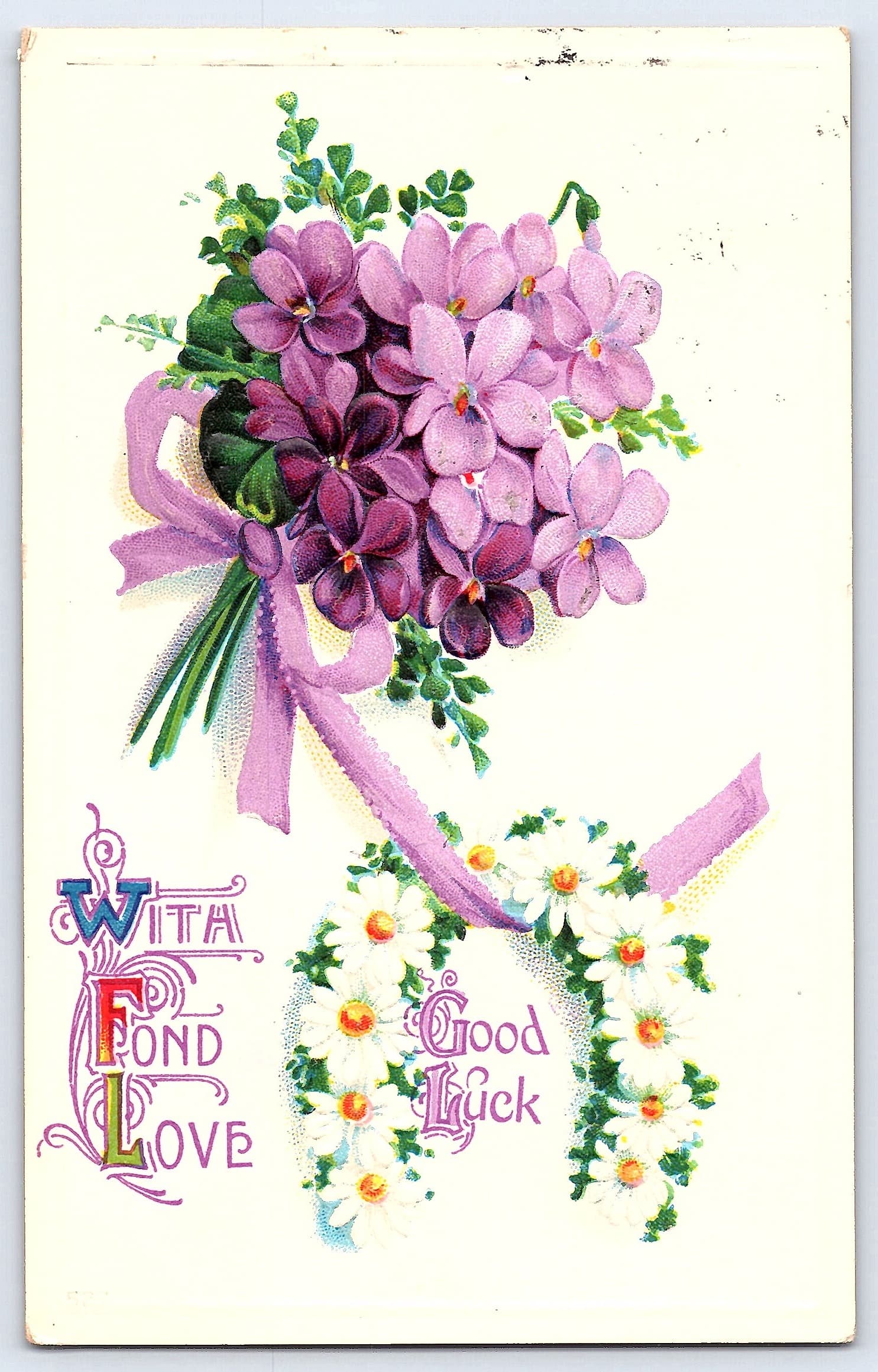 1909 Divided Back Postcard, Floral Design, South Dakota Postmark