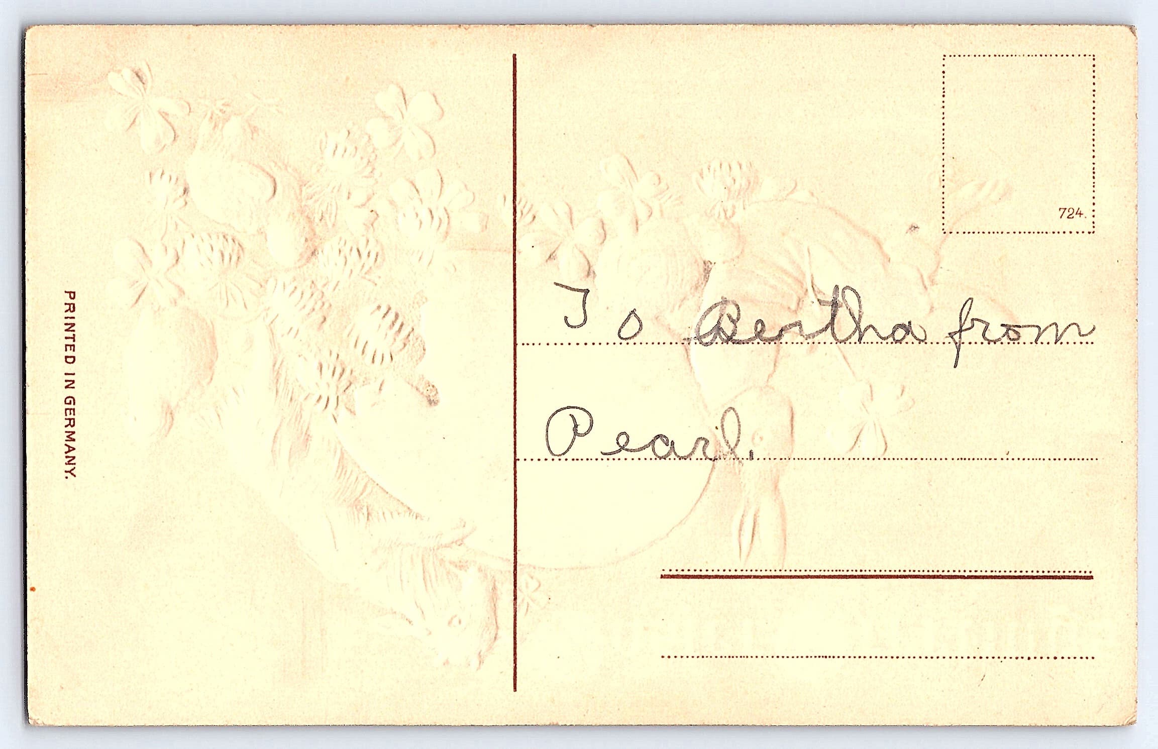 German Easter Greetings Postcard, Embossed, Early 1900s - Back