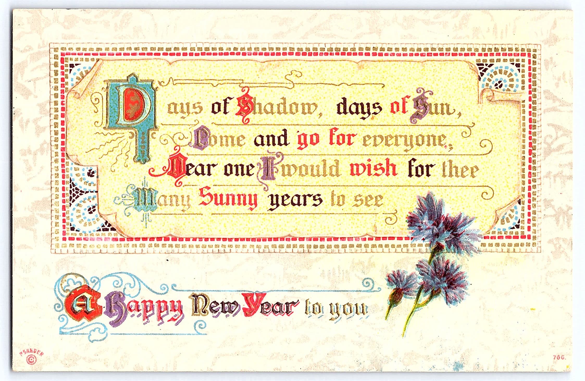 P. Sander New Year Postcard, Divided Back, 1911, Parkersburg WV