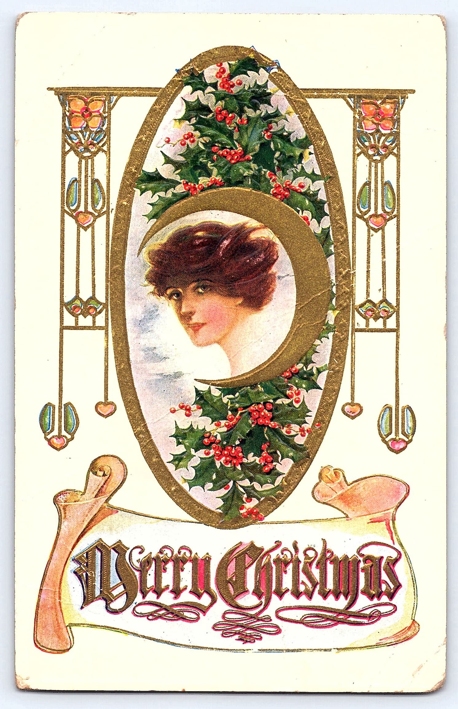 Christmas Greetings Postcard, Divided Back, 1913, Huron, SD