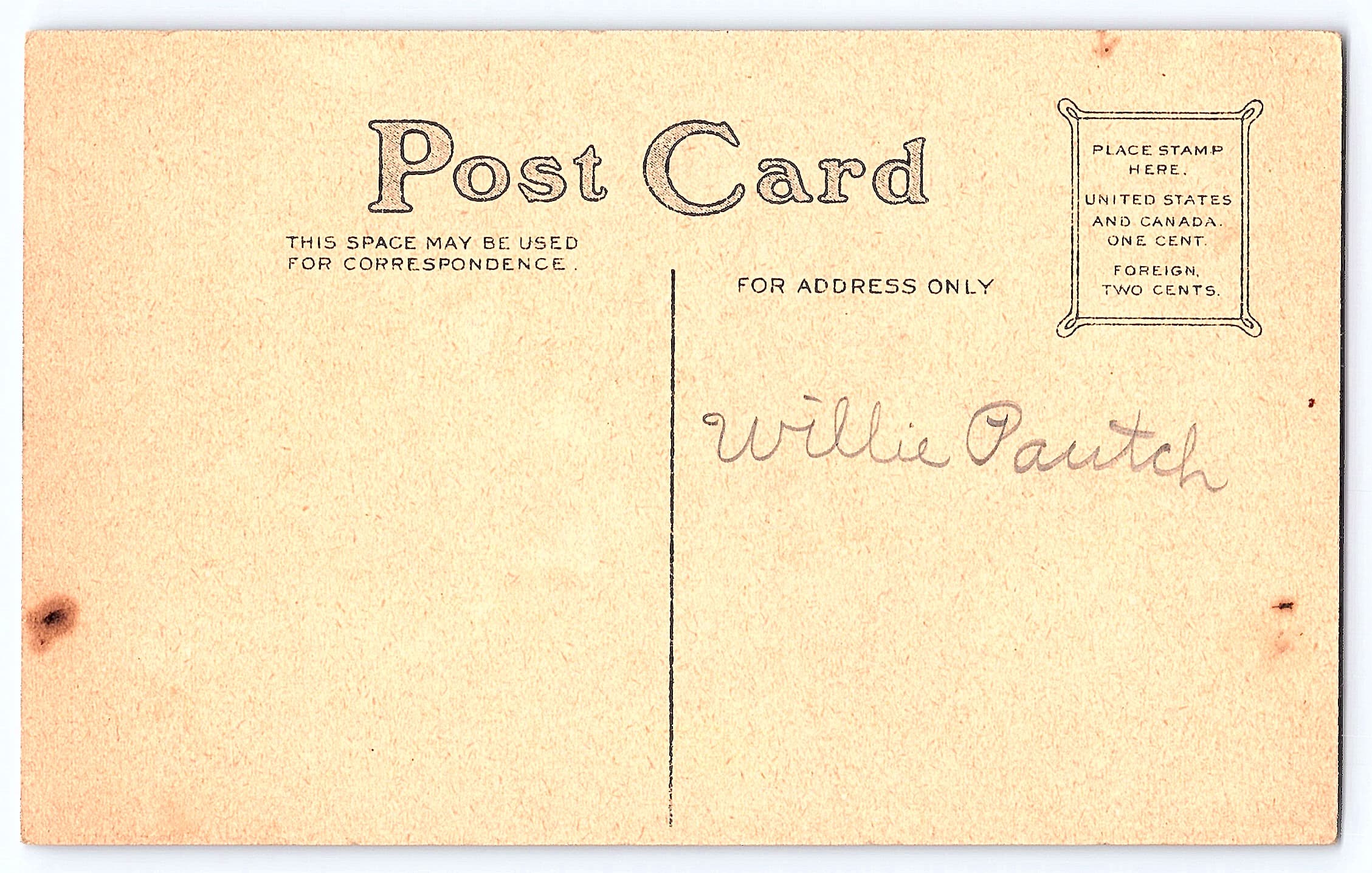 Valentine Greetings, Divided Back Postcard, Early 1900s - Back