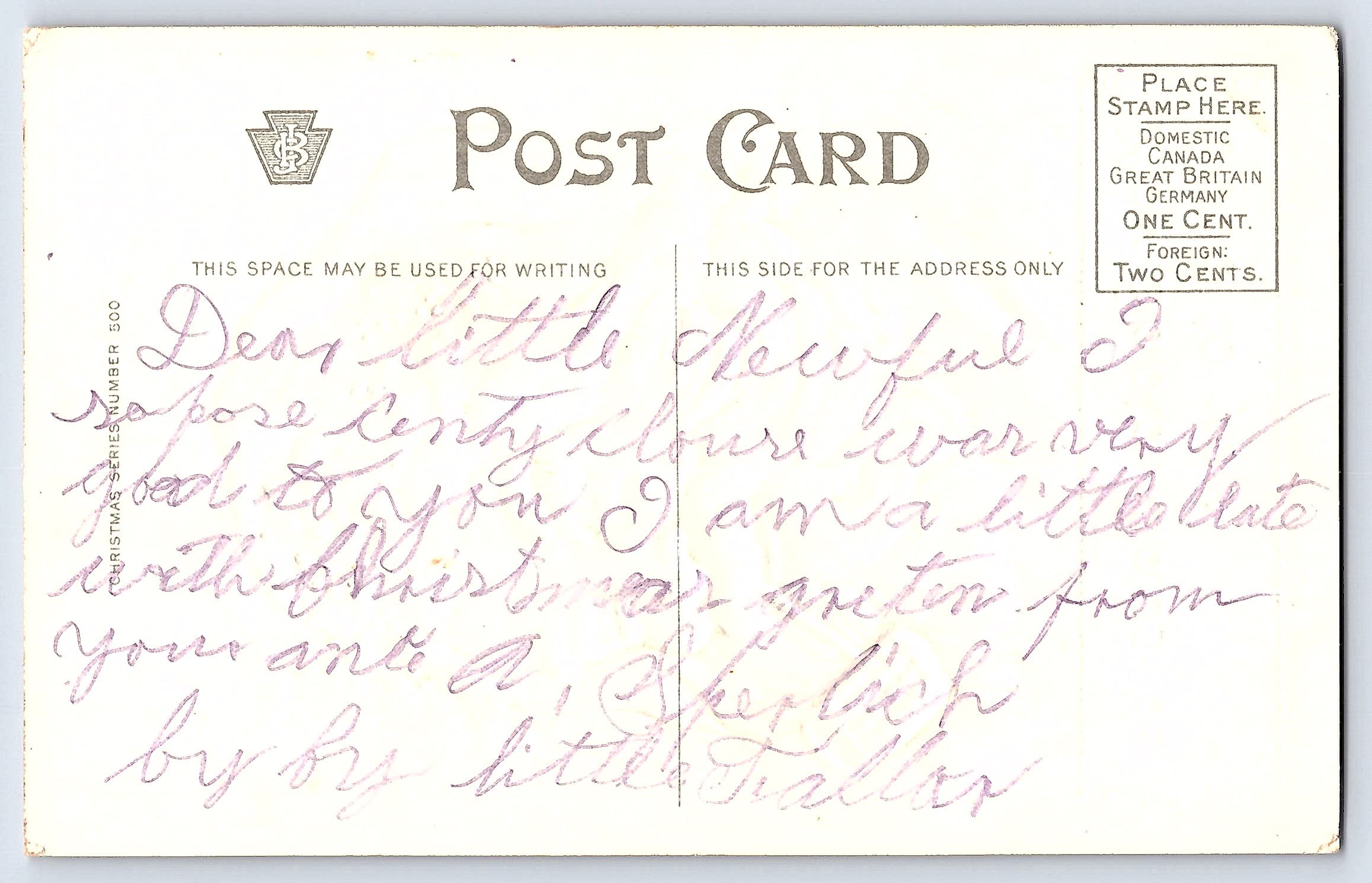 Julius Bien & Co., Divided Back, Santa Claus, 1908 - Back