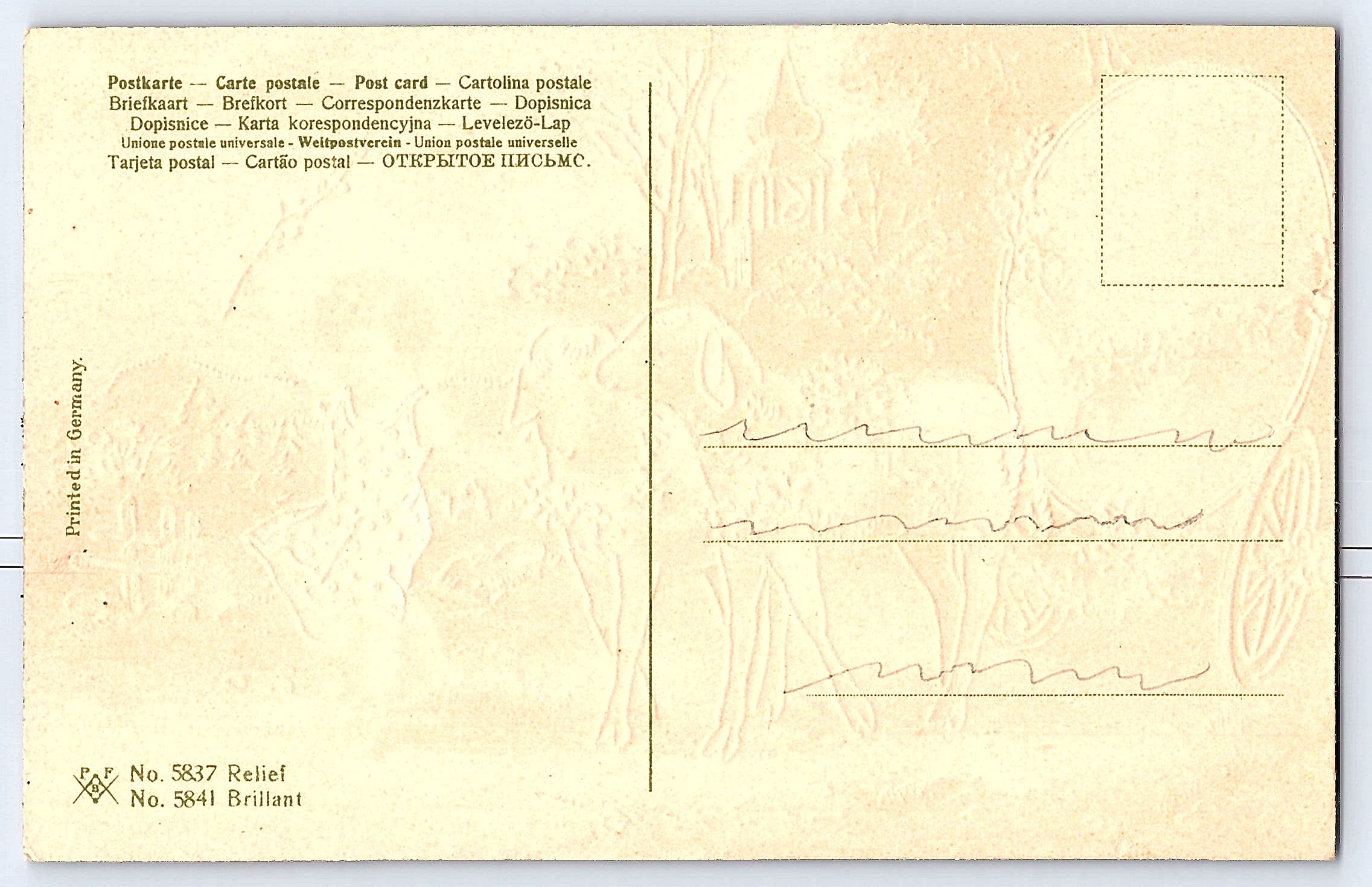 P.F. Easter Greetings Postcard, Germany, Divided Back, Early 1900s - Back