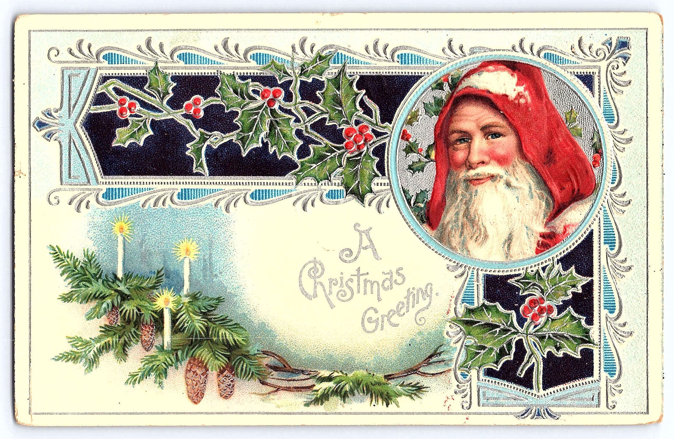 German Publisher, Divided Back, Santa Christmas, Wessington SD, 1910s