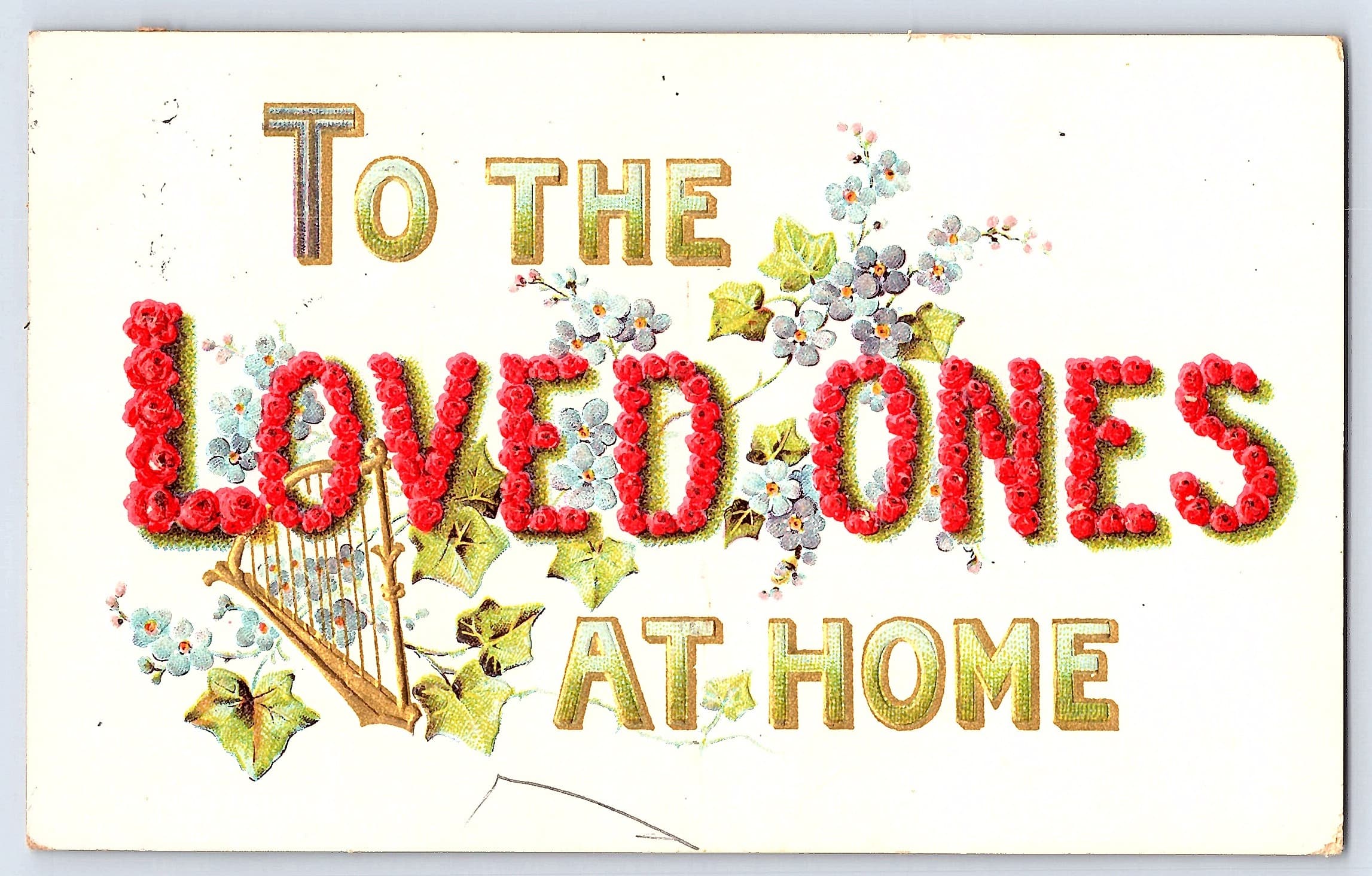 German Publisher, Divided Back Postcard, 'To the Loved Ones at Home', 1912