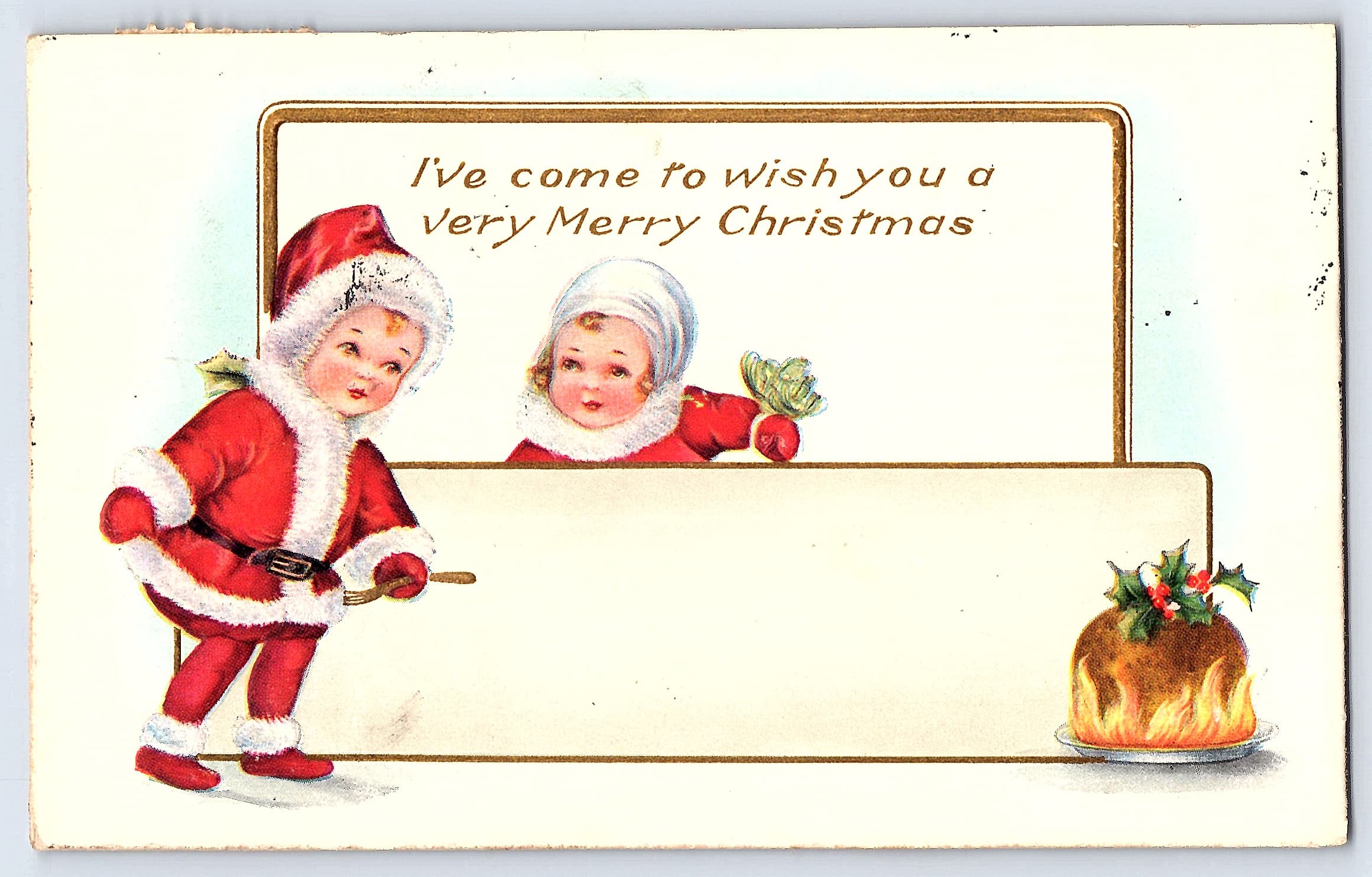 Whitney Made Christmas Postcard, Santa Children, 1910s, South Dakota