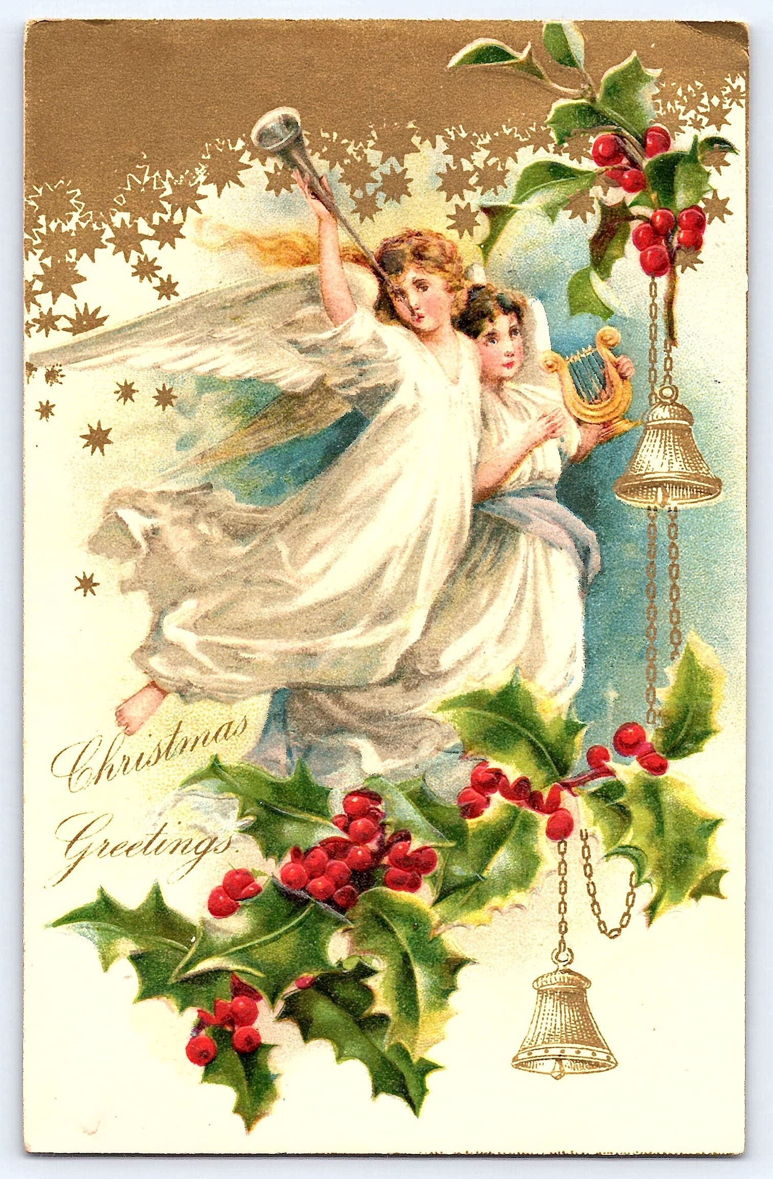 Christmas Greetings, Divided Back, Angels, South Dakota, 1907