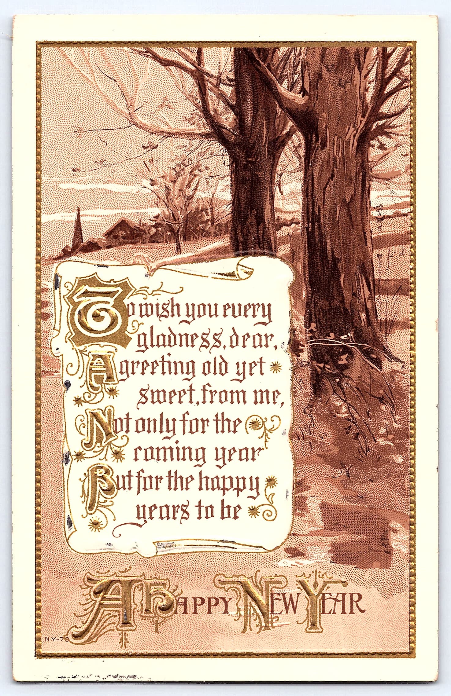 NY-76, Divided Back Postcard, New Year Greeting, 1914 Postmark