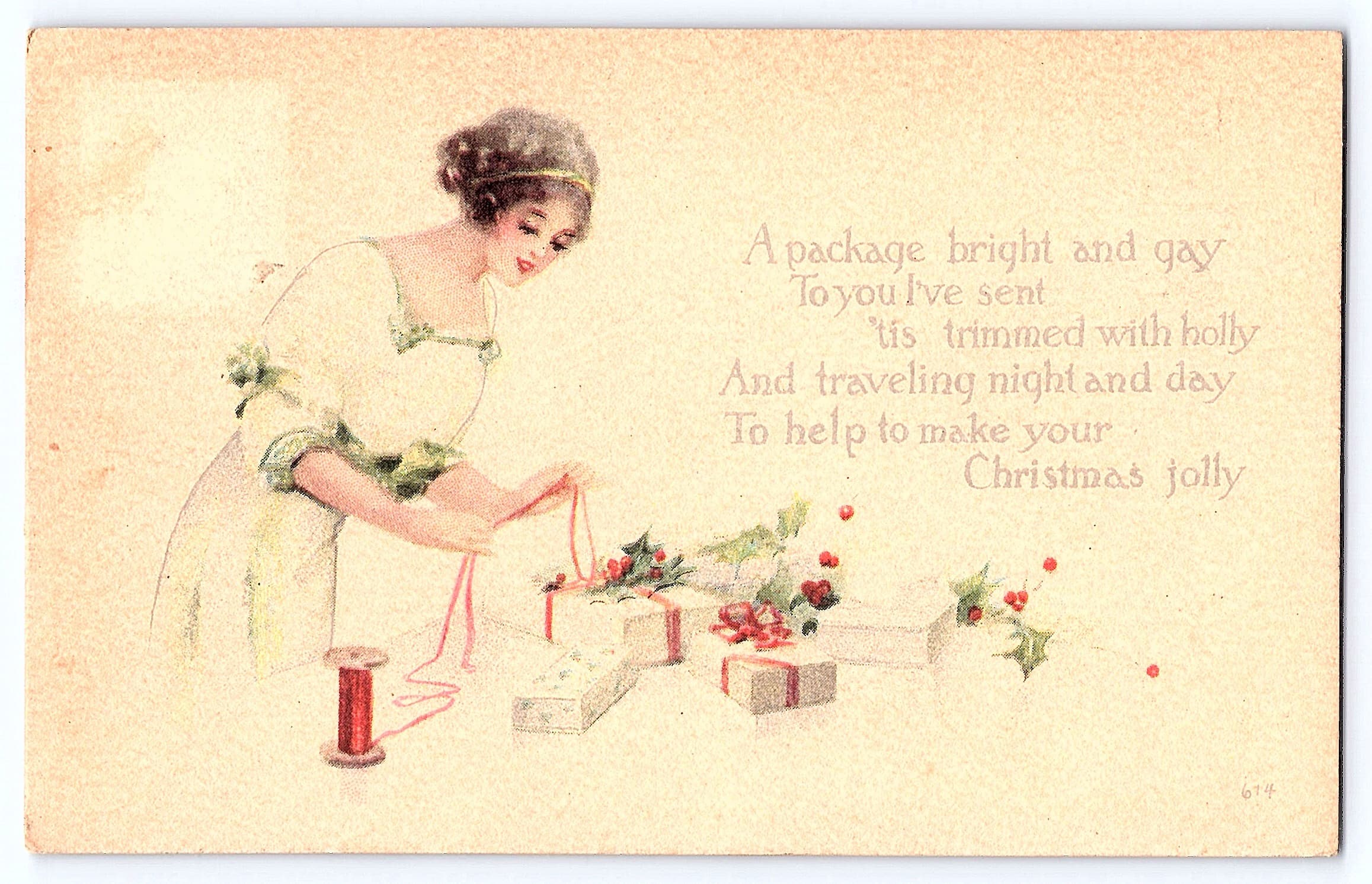 Christmas Postcard, Divided Back, Janesville WI, 1911 Postmark