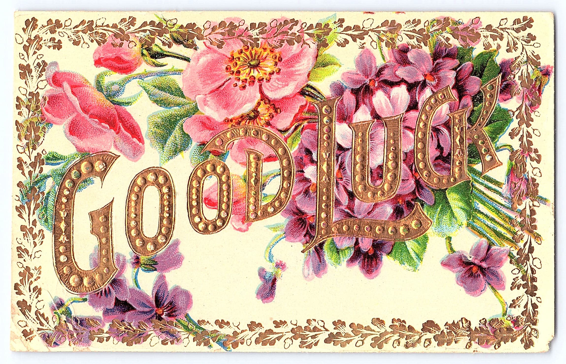 Printed in Germany, Divided Back, Good Luck Floral Design, 1911