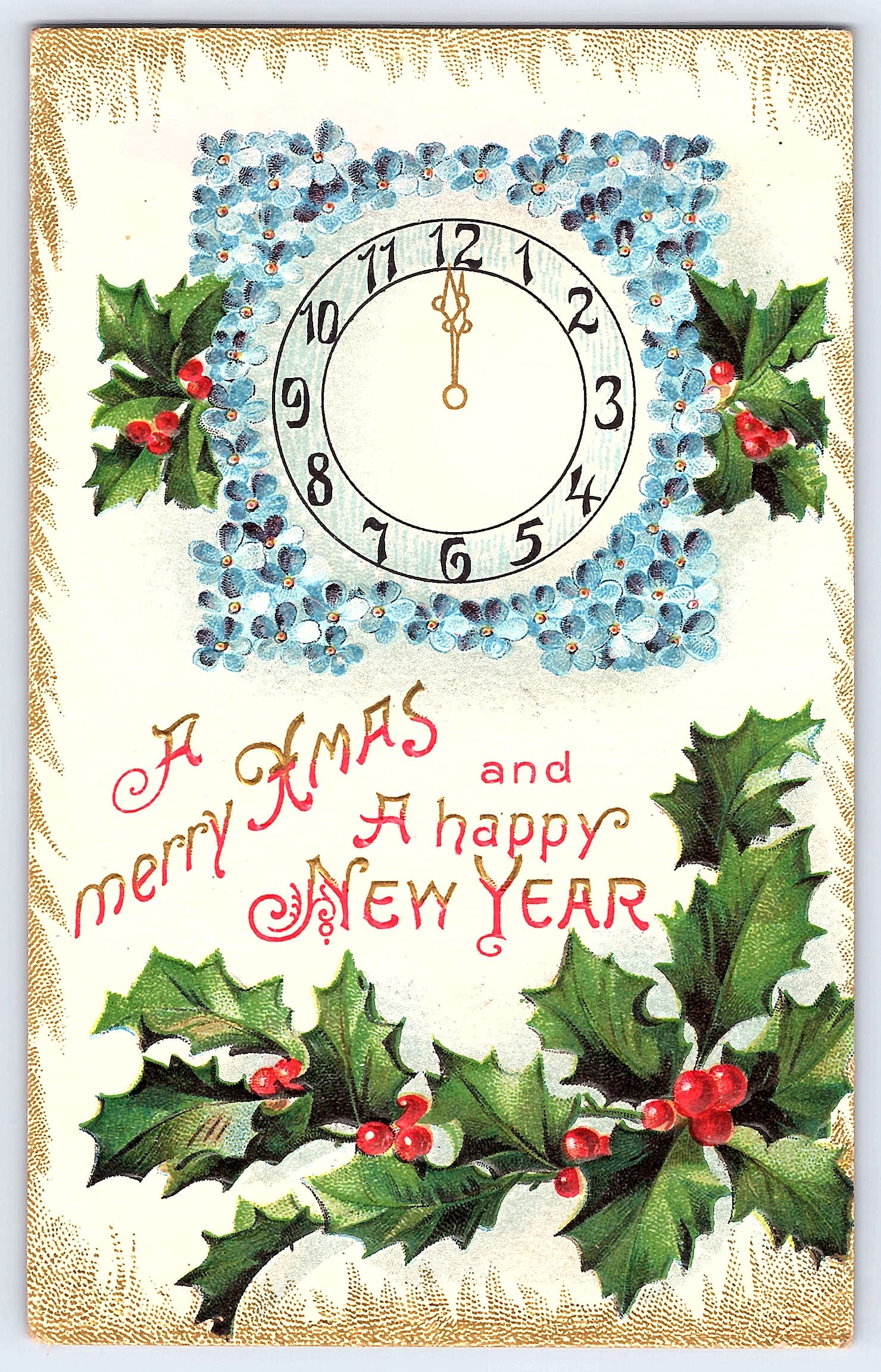 Christmas and New Year Postcard, Divided Back, 1910 Postmark