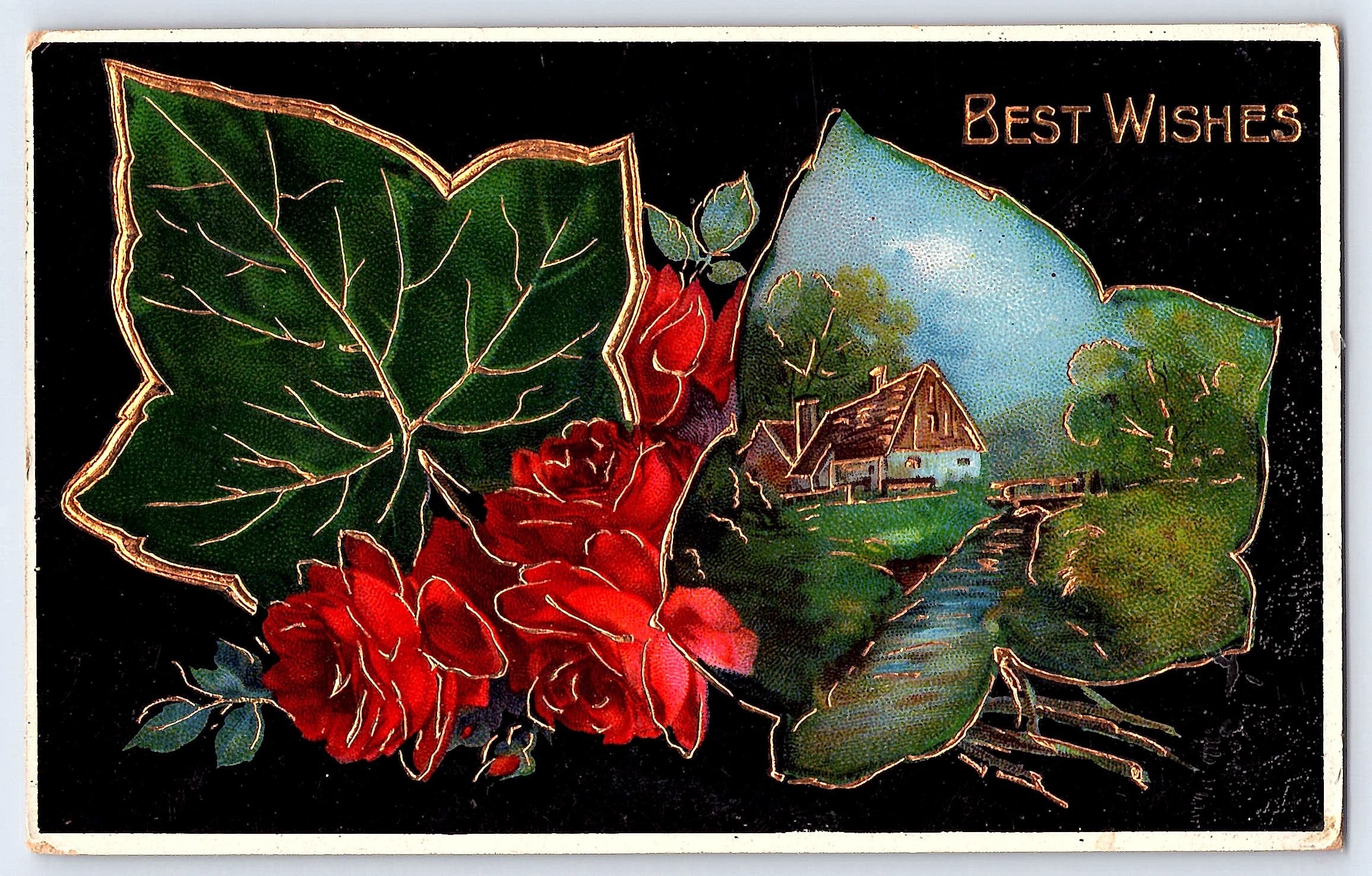 Printed in Germany, Divided Back, Best Wishes, 1914 Postmark - Front