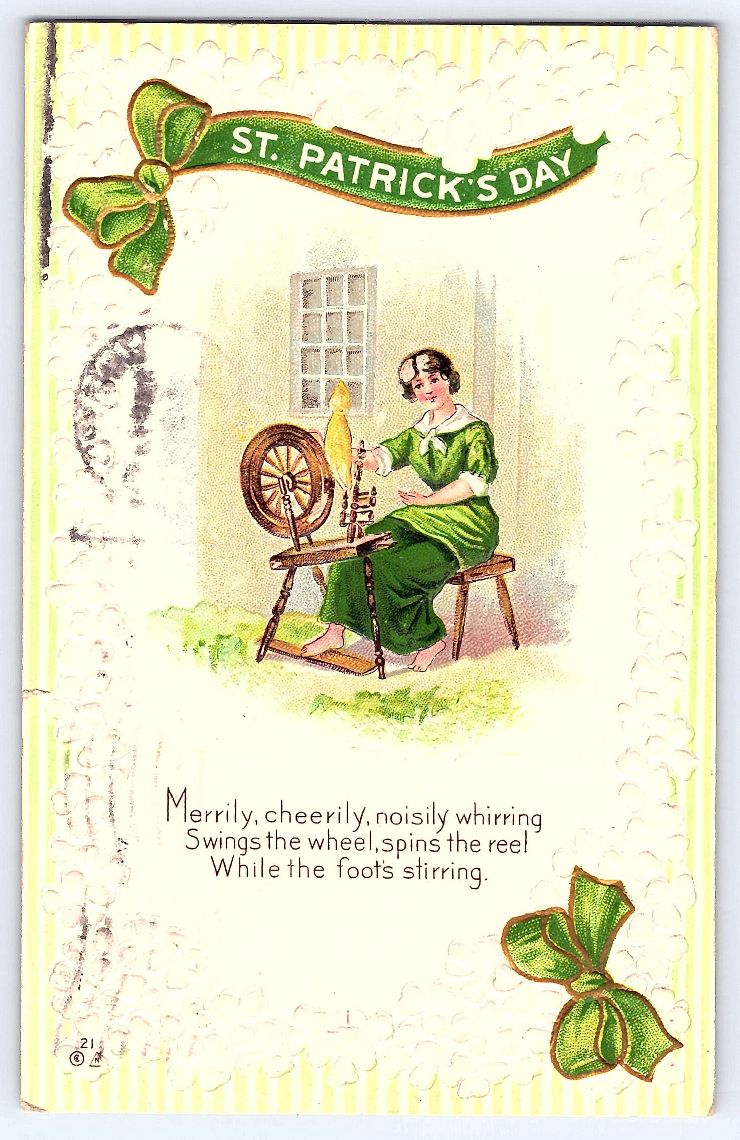 St. Patrick's Day Postcard, Divided Back, 1912, Wessington, SD