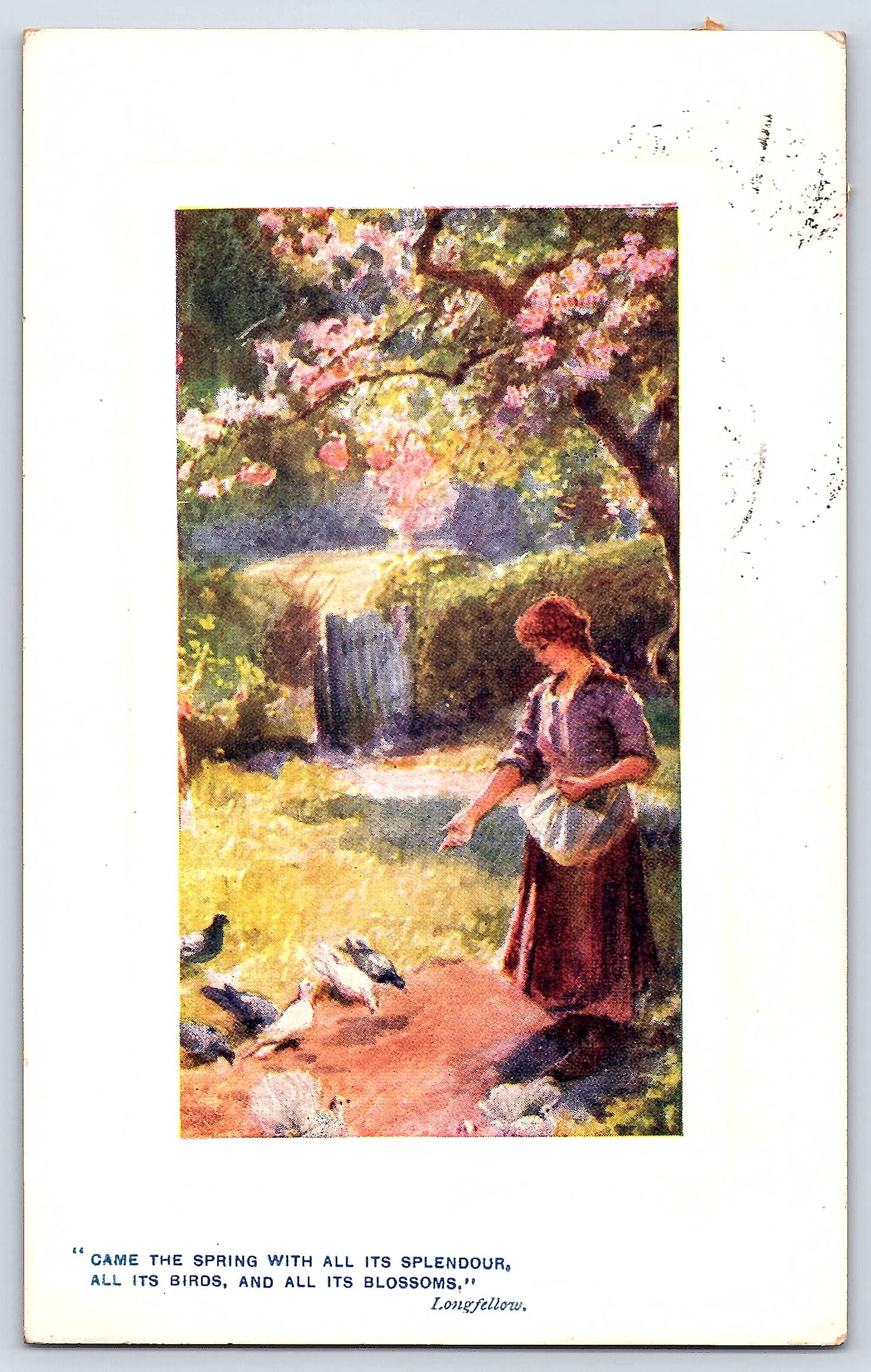 Tuck's Postcard, Oilette, Spring Scene, 1910s Postmark