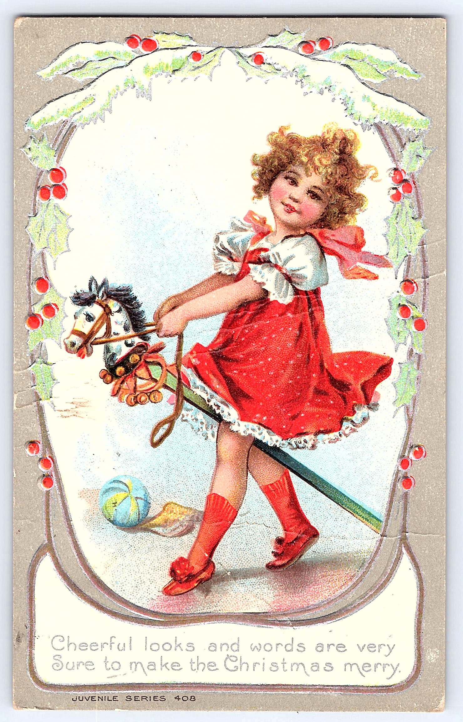Juvenile Series 408, Divided Back Christmas Postcard, Wessington 1908
