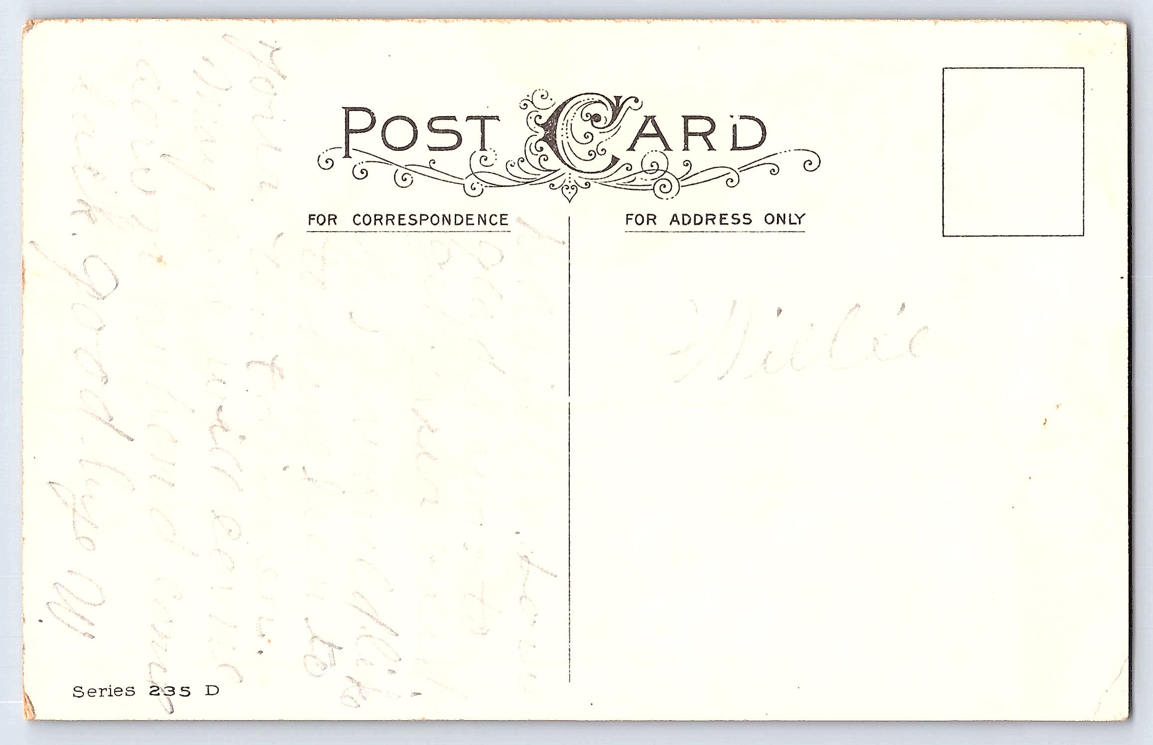 Sincere Greetings, Linen Postcard, Red Roses, Early 1940s - Back