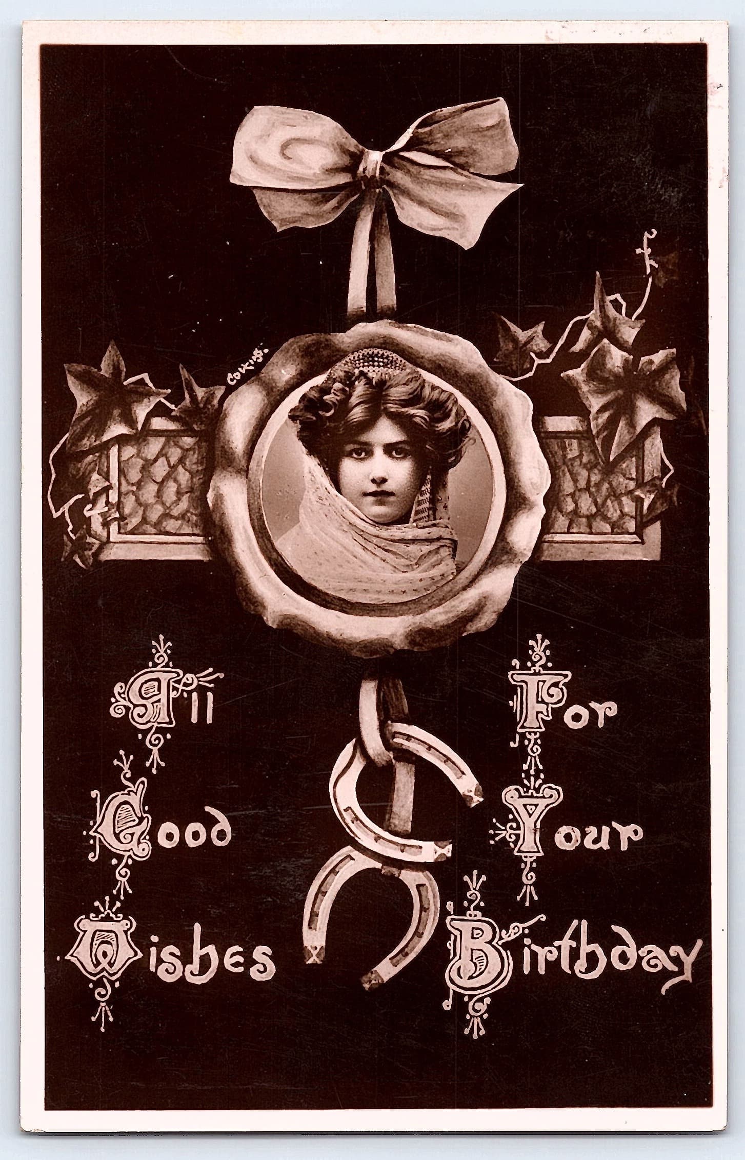 Bamforth & Co. Birthday Postcard, Good Wishes, 1912 Postmark - Front