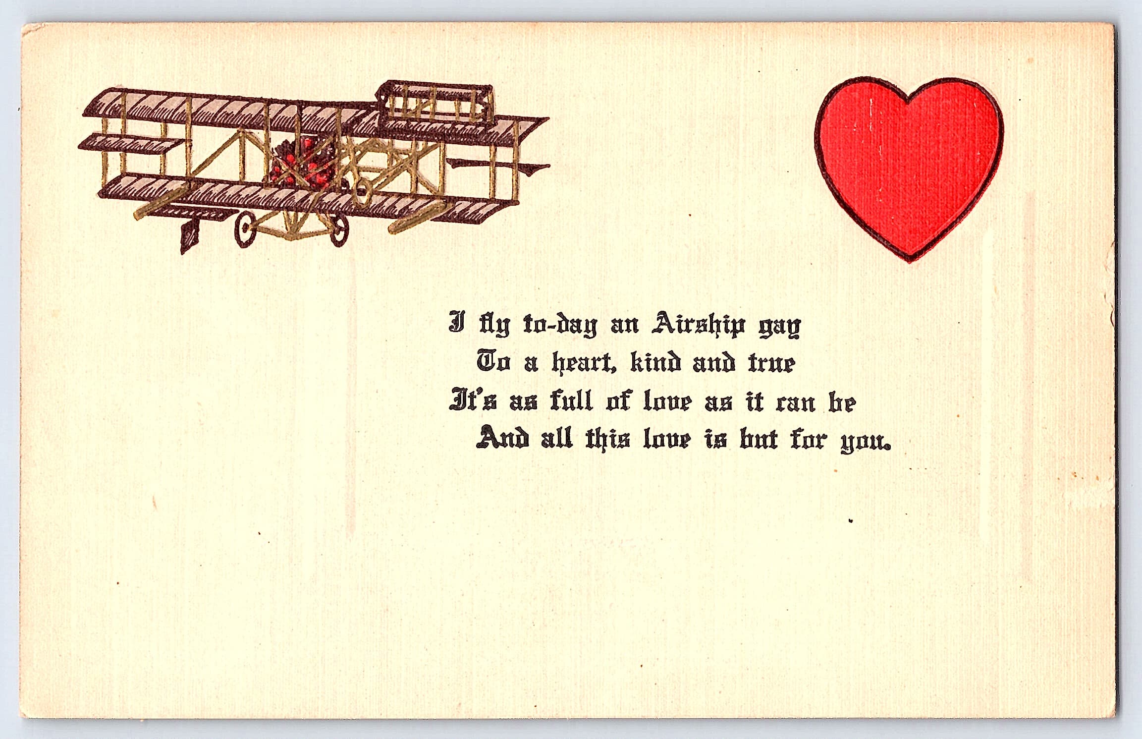 TRC, Divided Back, Airship and Heart, Early 1900s