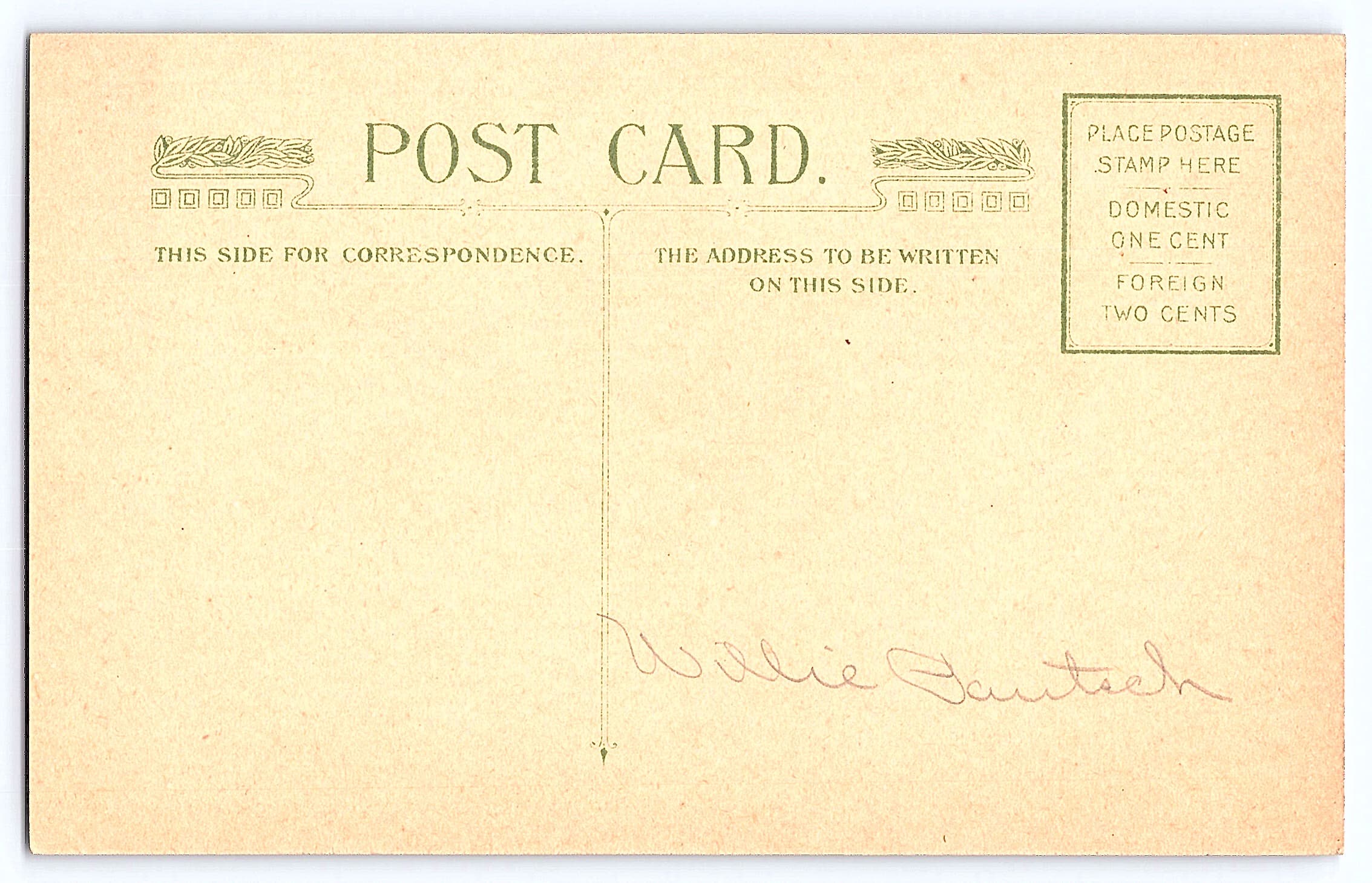 Valentine Greetings, Divided Back Postcard, Early 1900s - Back