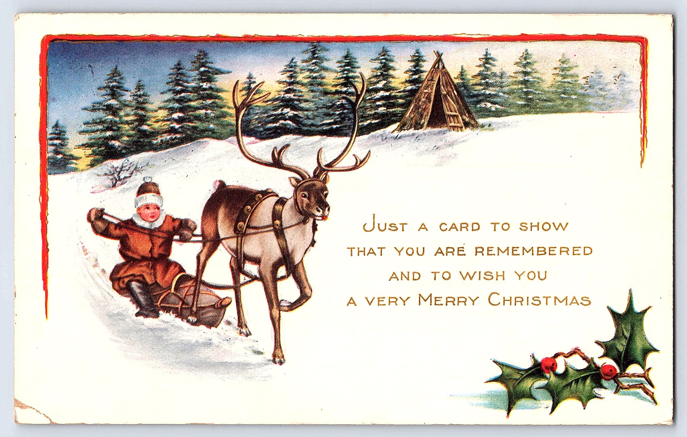 Whitney Made Christmas Postcard, Janesville, 1916 Postmark