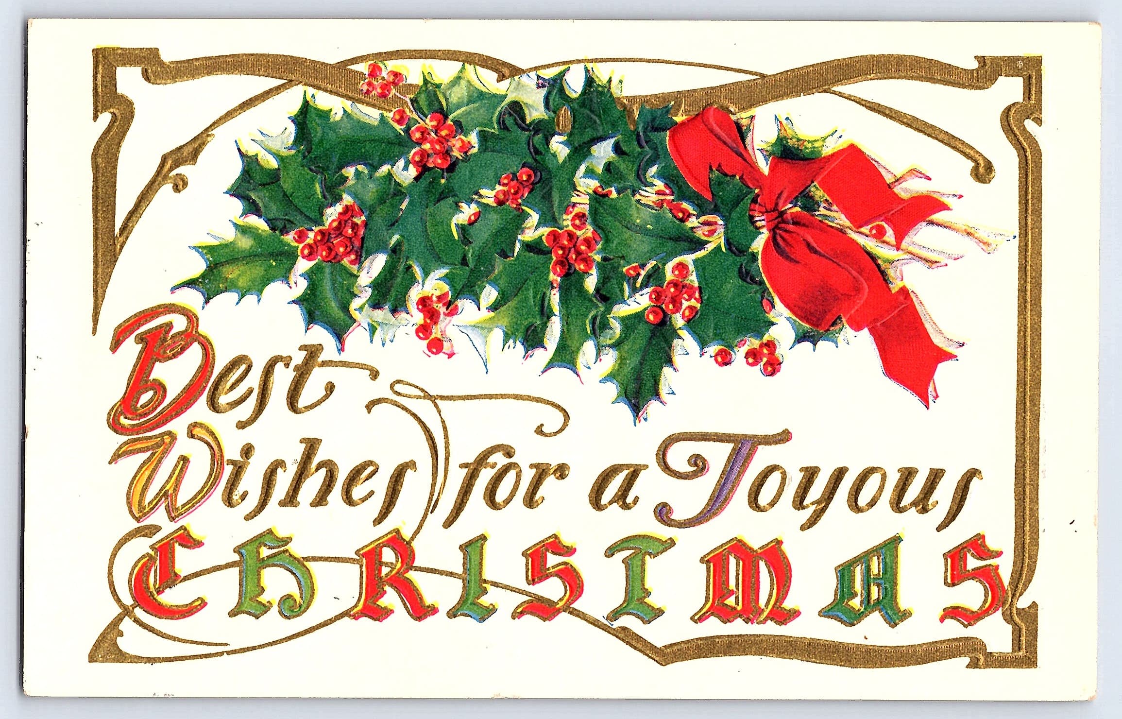Christmas Greetings Postcard, Divided Back, 1910s, Spearfish, SD