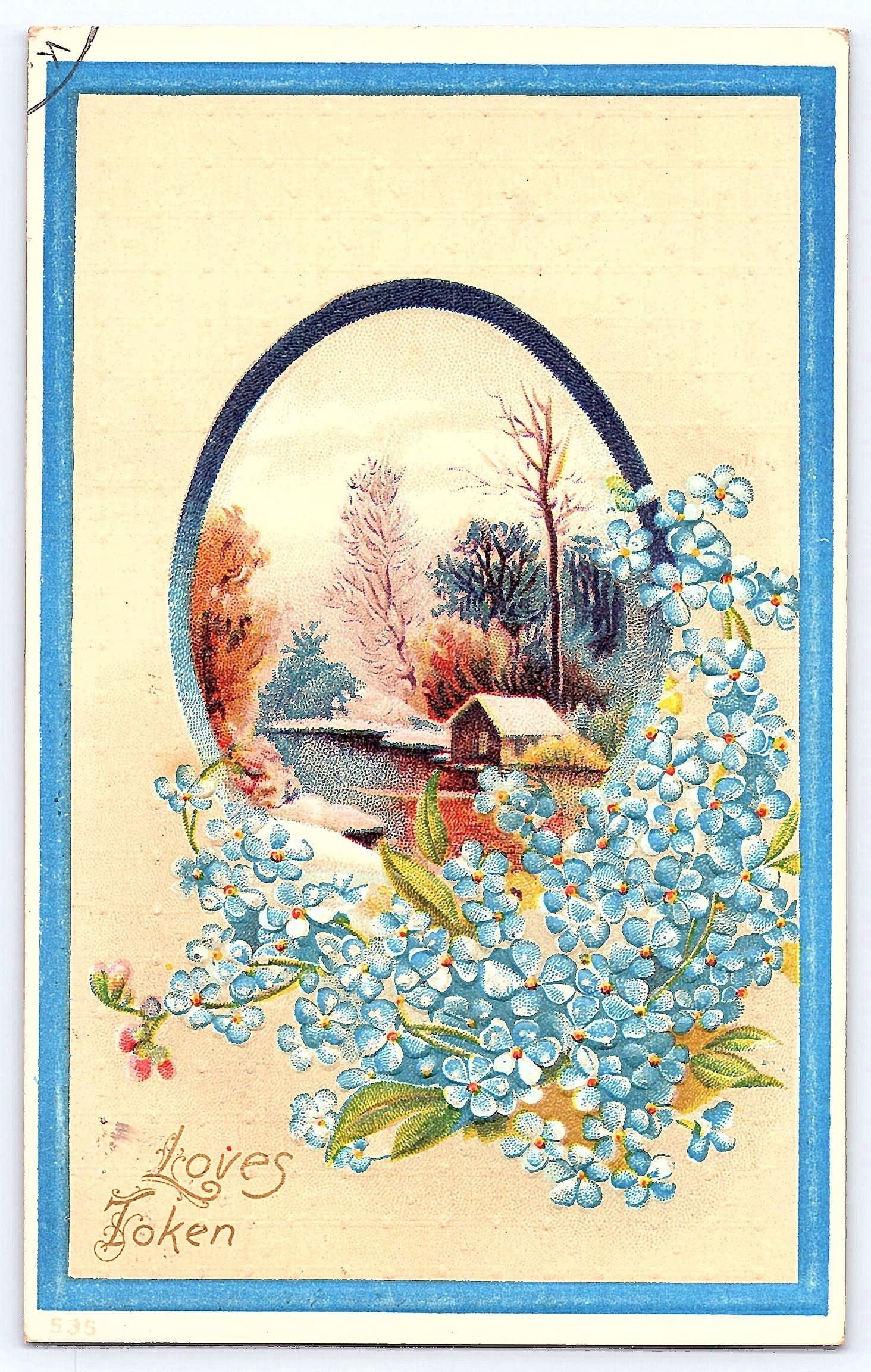 Love's Token, Divided Back Postcard, Winter Scene, 1910 Postmark