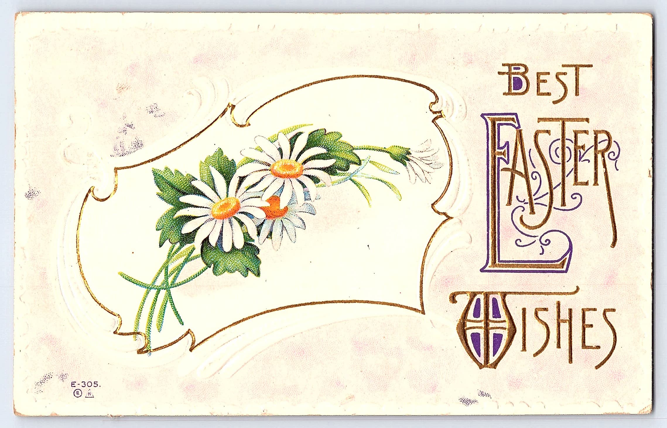 Nash Easter Postcard, Daisies, 1915 Postmark, South Dakota