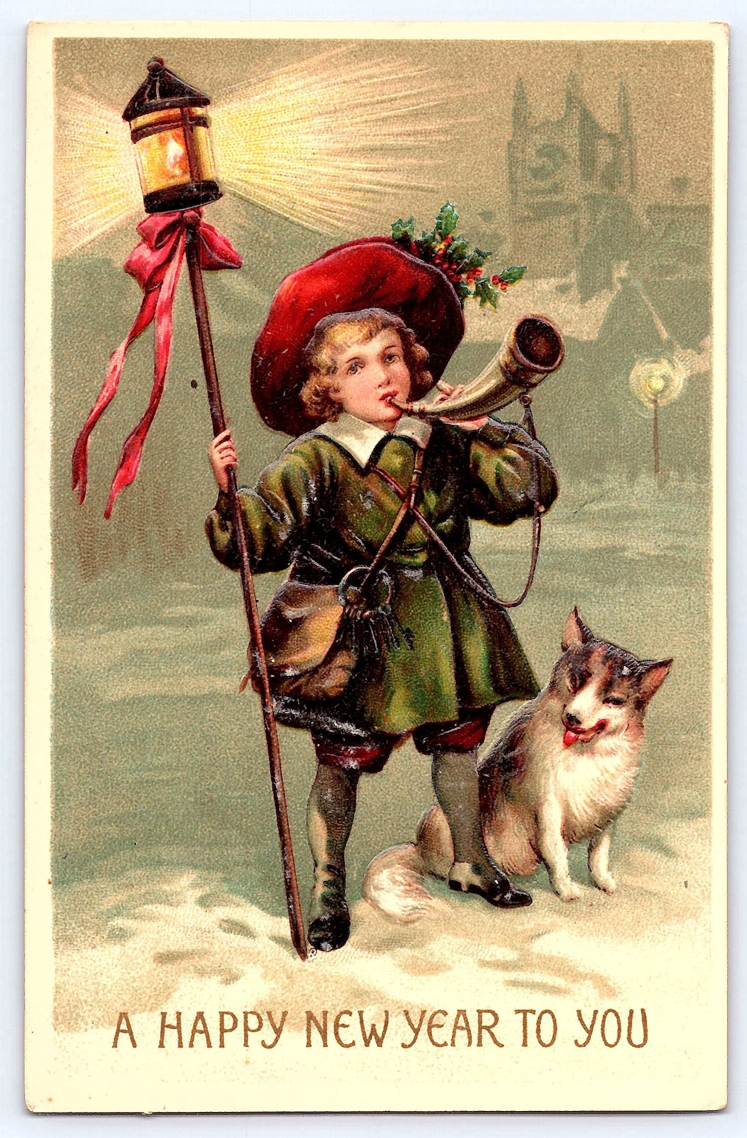 New Year Greetings, Divided Back Postcard, Janesville WI, 1910