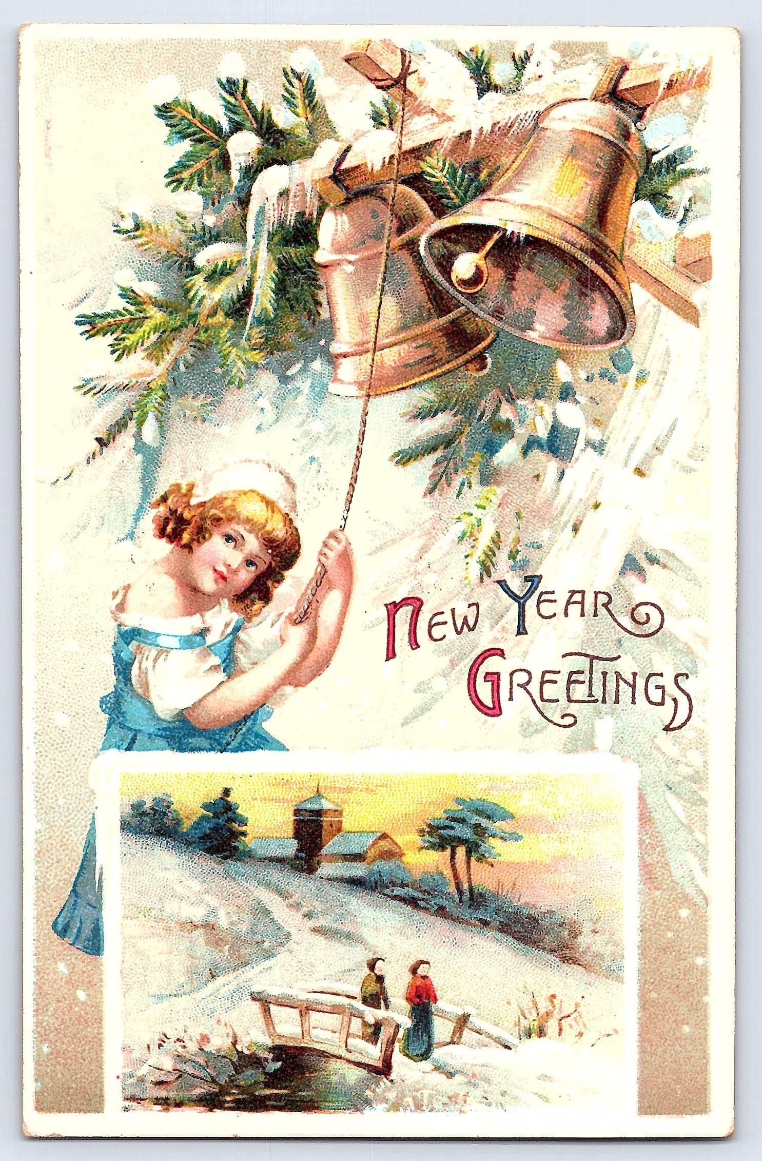 International Art Publ. Co., Divided Back, New Year Greetings, 1913