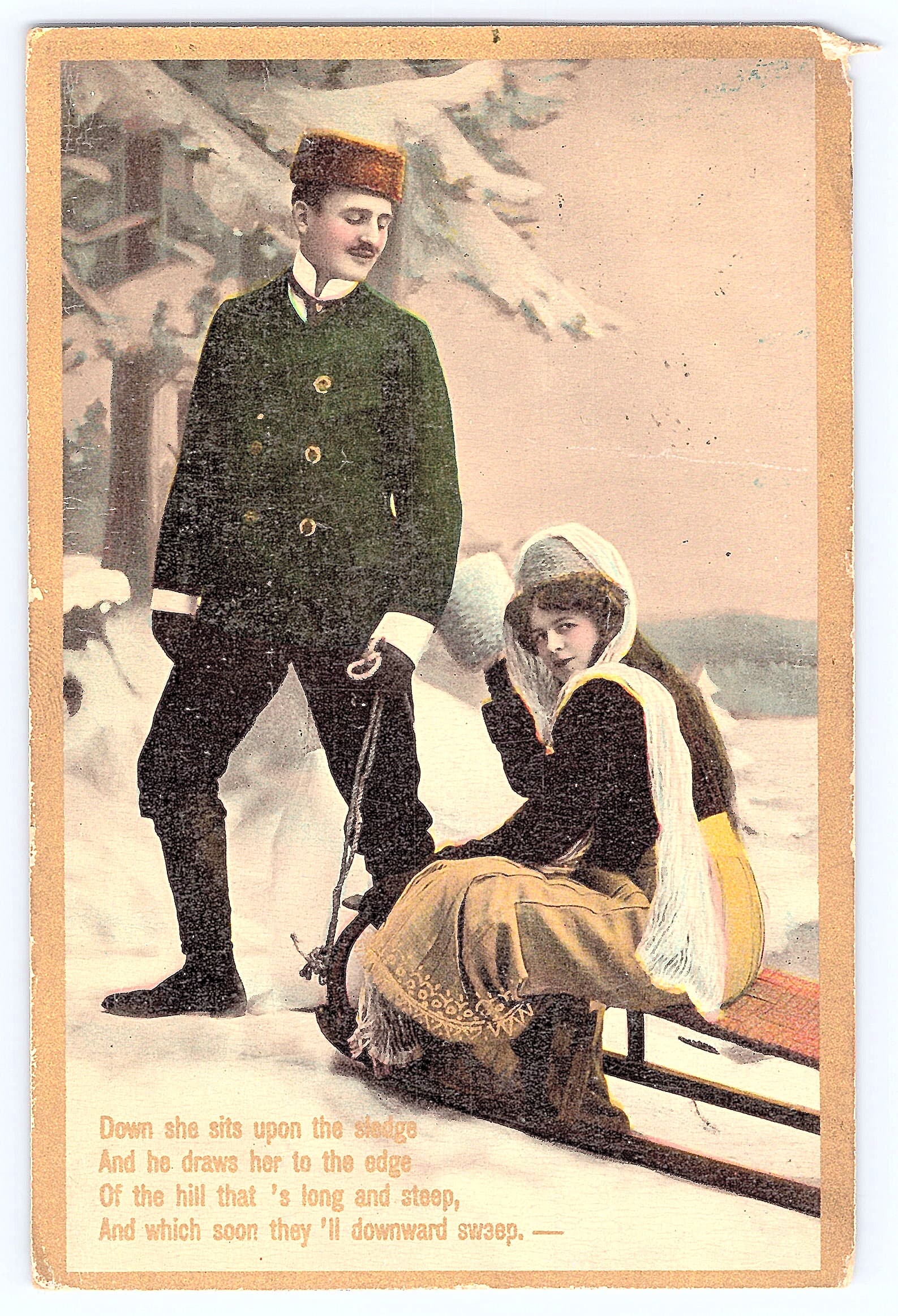 R.E.L. Emaille Series, Divided Back Postcard, Winter Scene, 1912