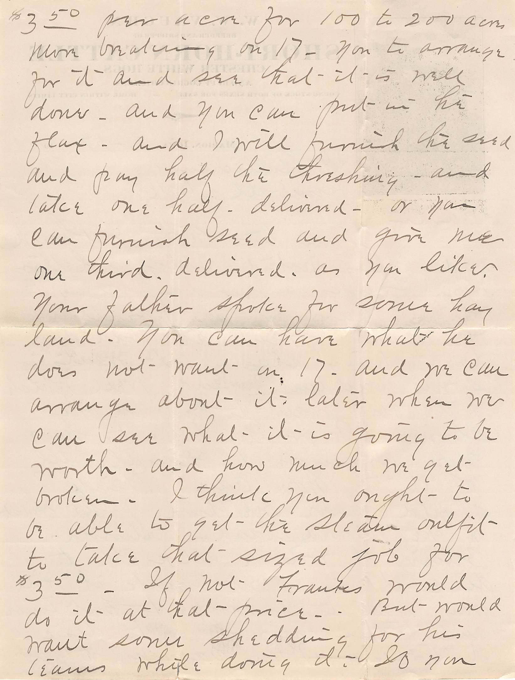 1911 Marion Iowa Short-Horn Cattle Farm Letter w/ Cover – W.W. Vaughn Wildwood Farm - Back
